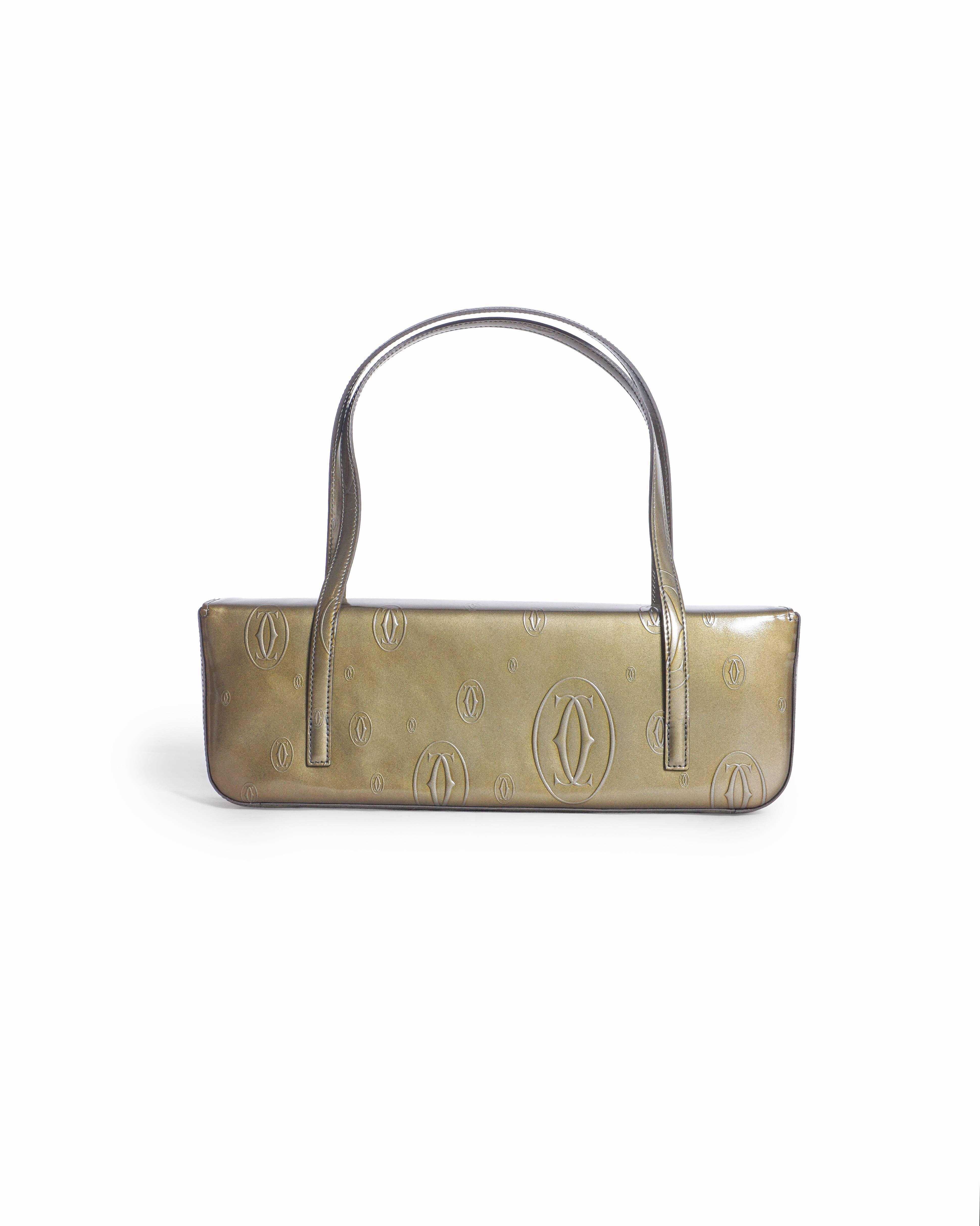 Cartier Metallic Green Happy Birthday Patent Leather Baguette Bag