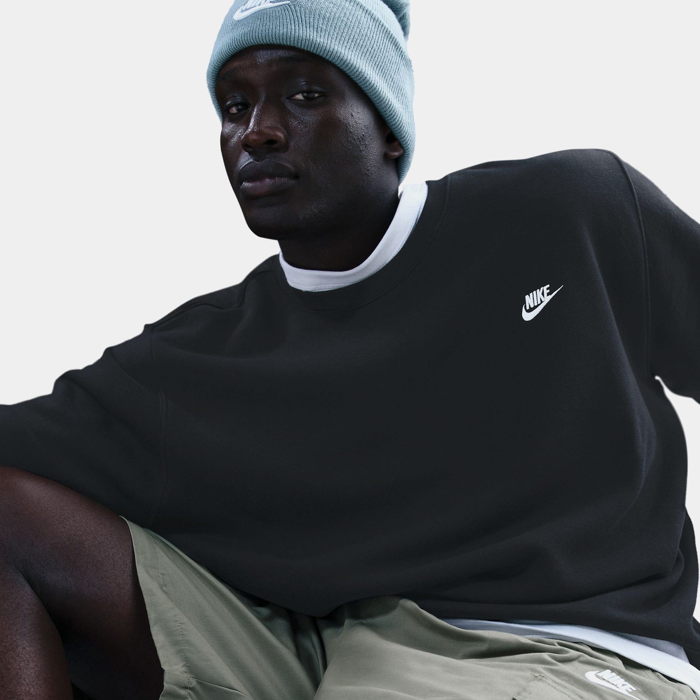 Nike NSW Club Fleece Mens Crew (Black/White)