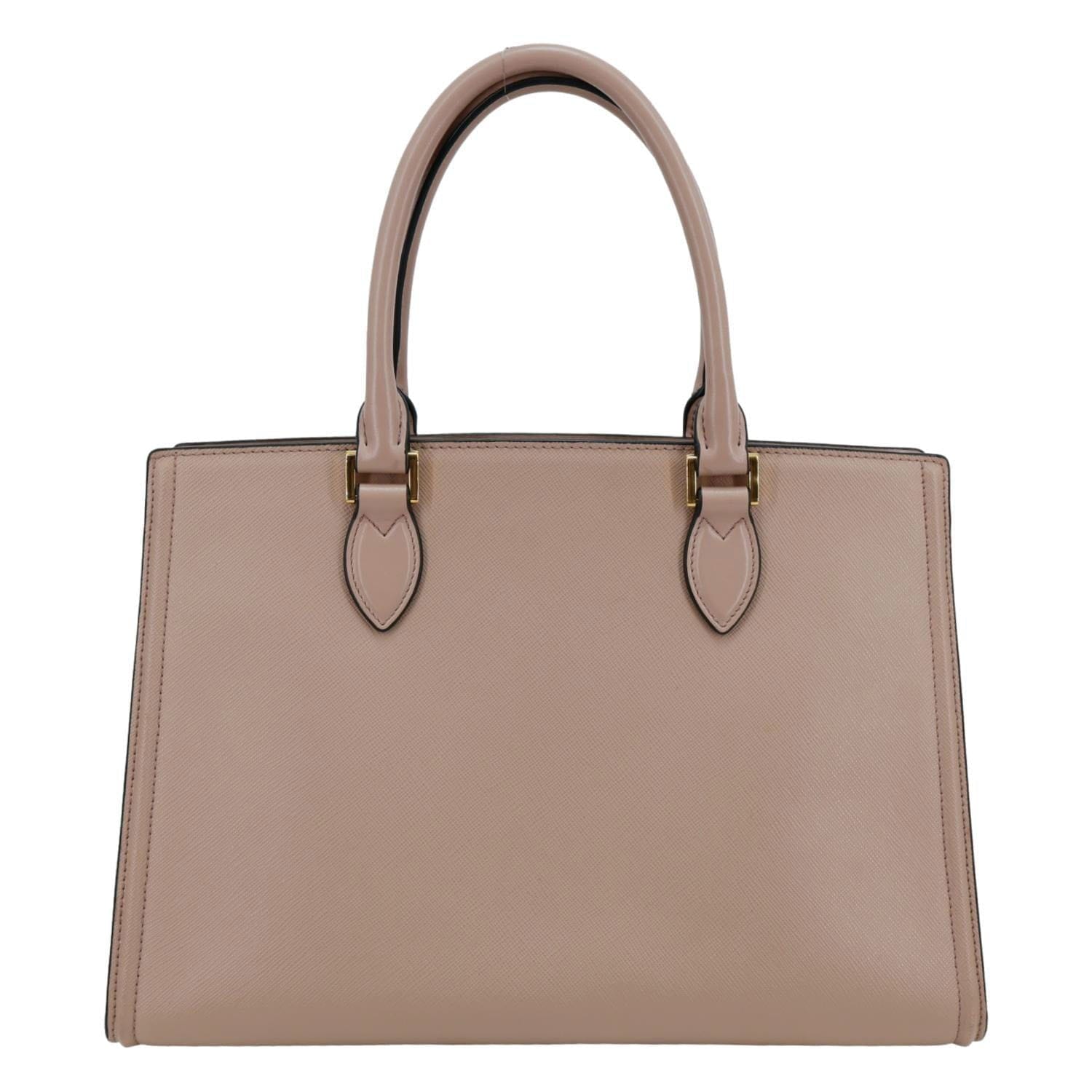 PRADA Saffiano Soft Calfskin Leather Top Handle Shoulder Bag Pink