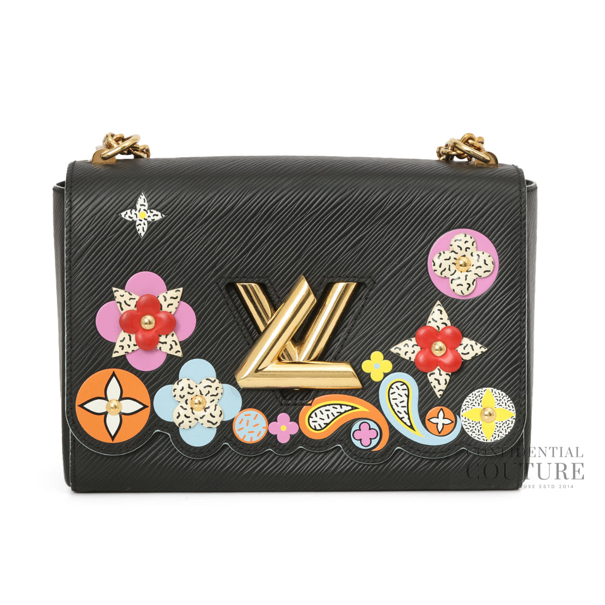Louis Vuitton Black Epi Bloom Flower Twist MM Bag
