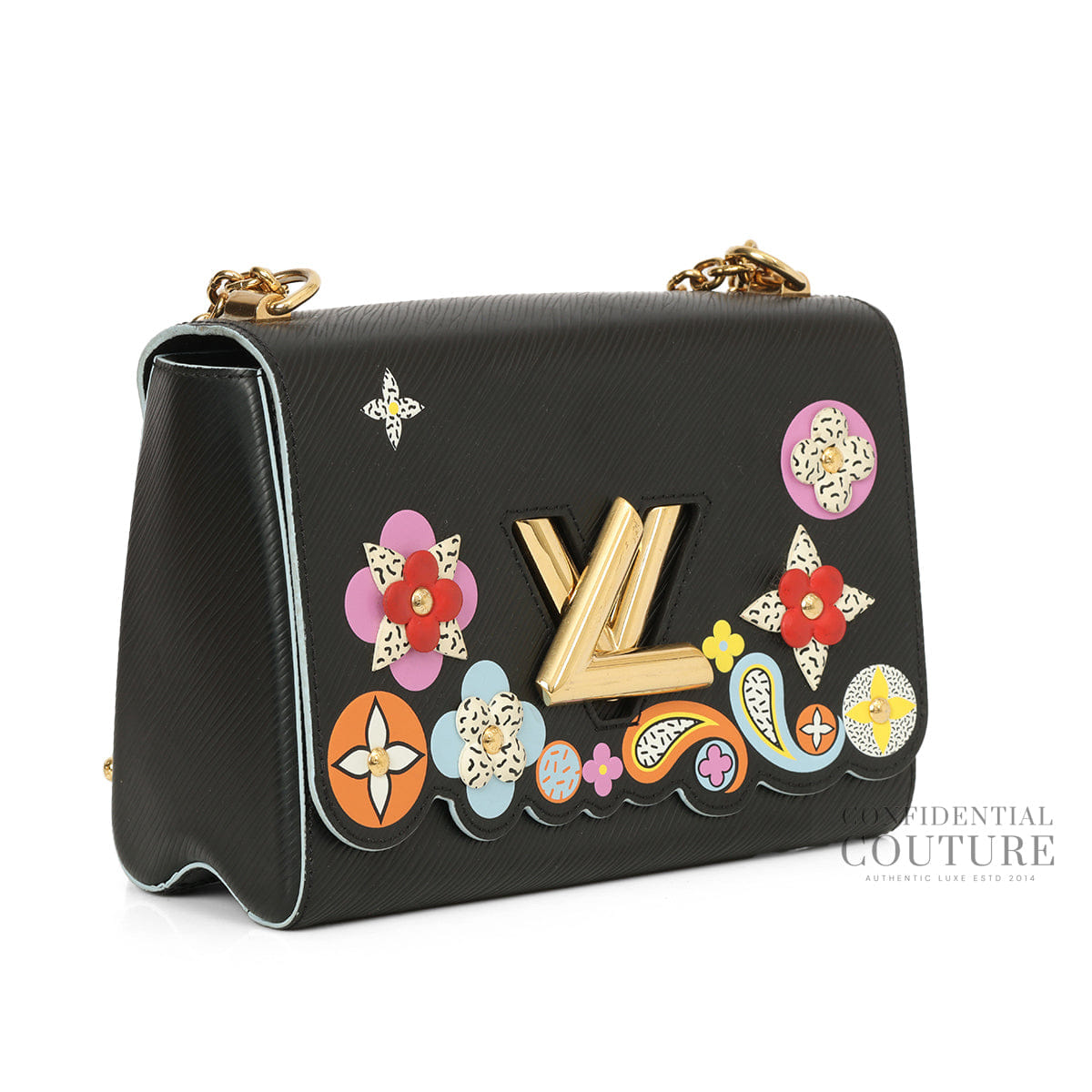 Louis Vuitton Black Epi Bloom Flower Twist MM Bag