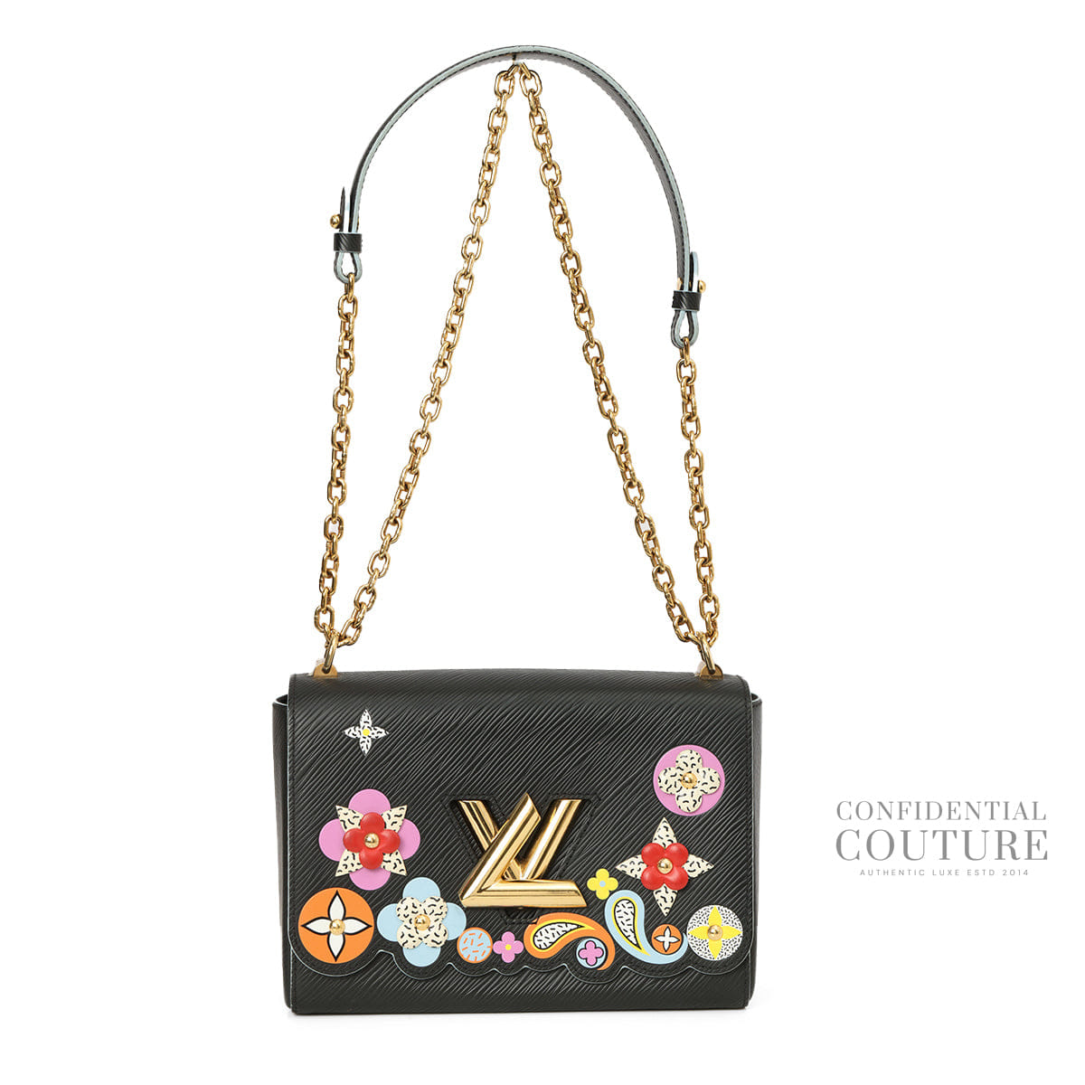 Louis Vuitton Black Epi Bloom Flower Twist MM Bag