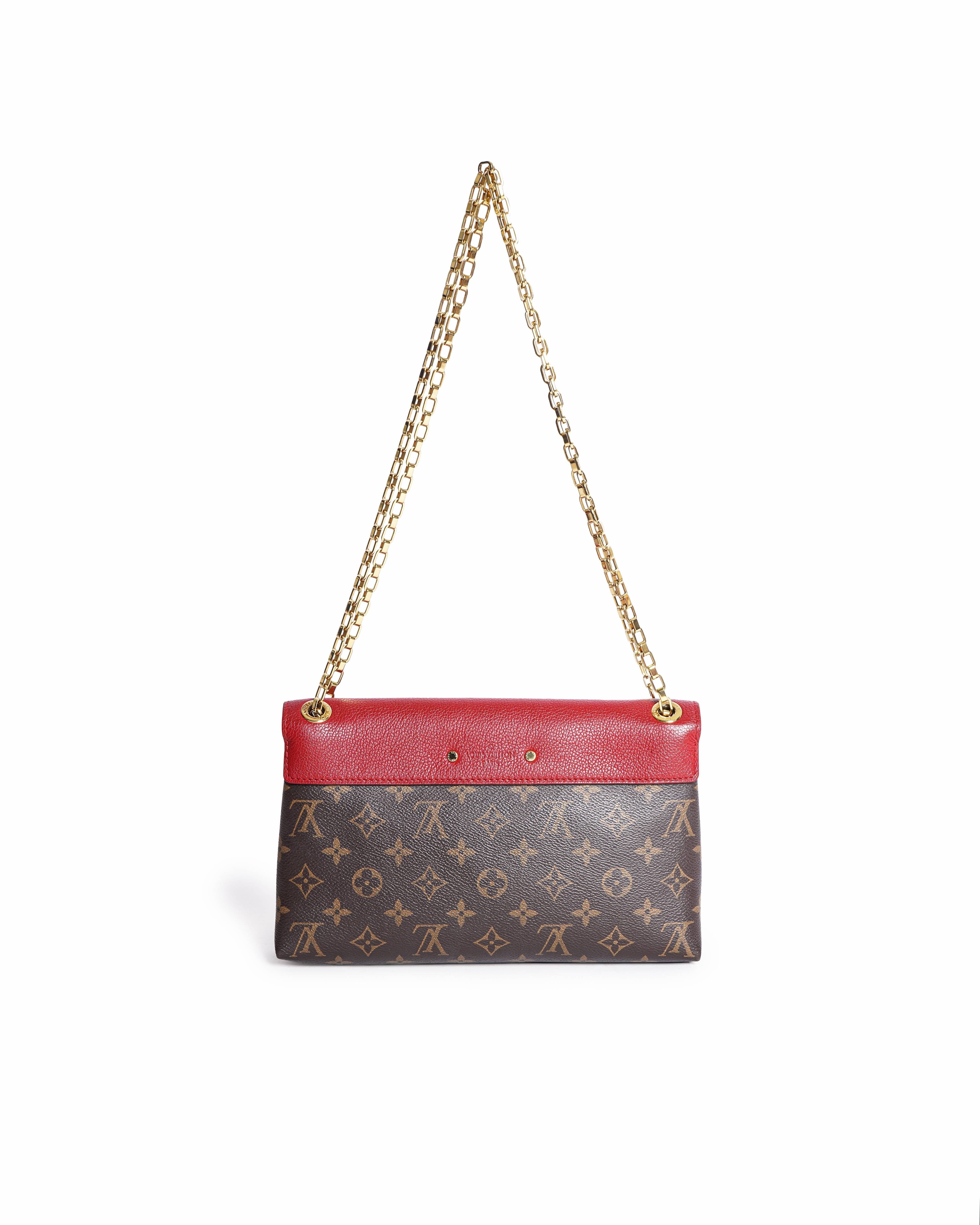 Louis Vuitton Pallas Chain Monogram Canvas and Cherry Leather Shoulder Bag
