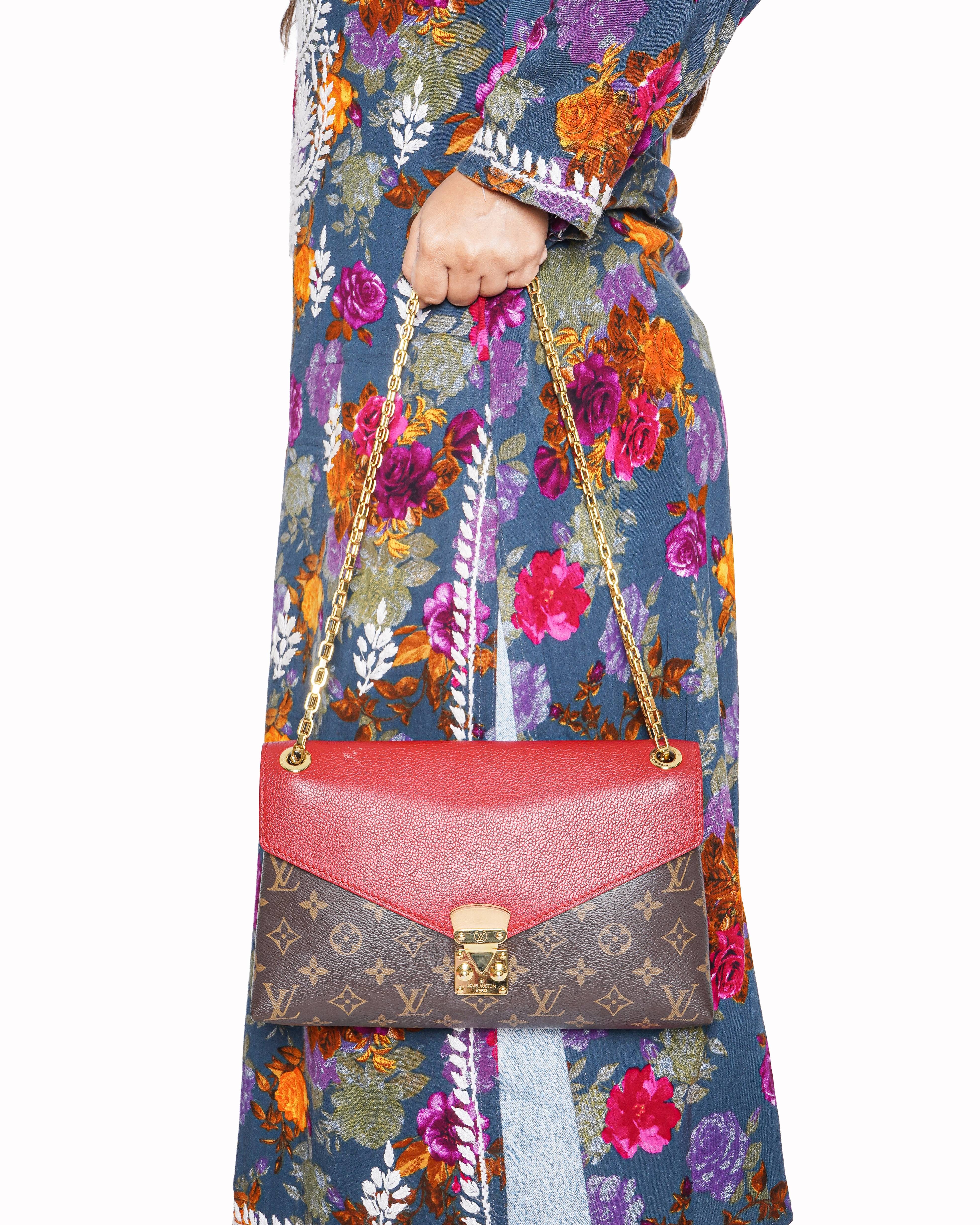 Louis Vuitton Pallas Chain Monogram Canvas and Cherry Leather Shoulder Bag