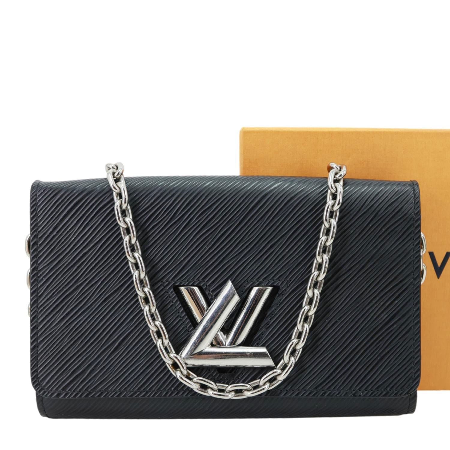 LOUIS VUITTON Twist Epi Leather Chain Wallet Shoulder Bag Black
