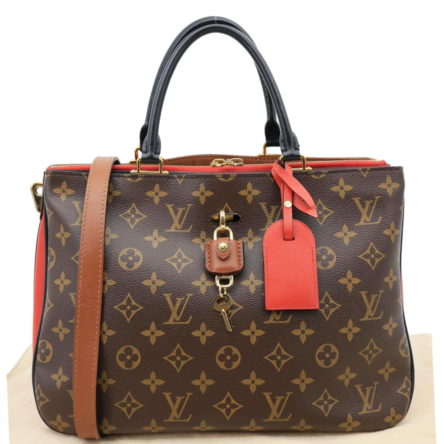 LOUIS VUITTON Millefeuille Monogram Canvas Shoulder Bag Red