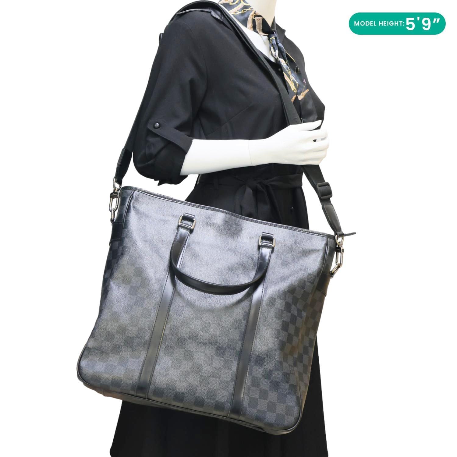 LOUIS VUITTON Tadao Damier Graphite Shoulder Bag Black