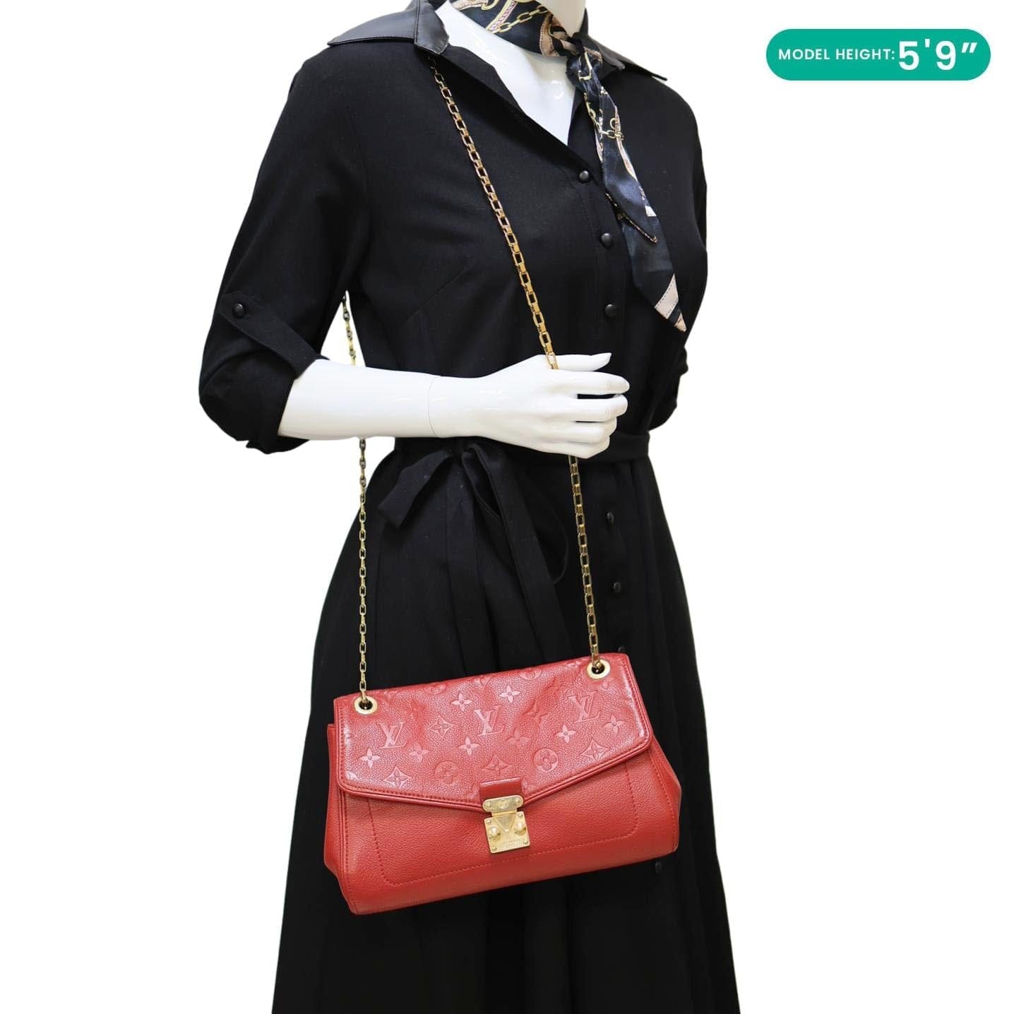 LOUIS VUITTON Saint Germain PM Monogram Empreinte Leather Shoulder Bag Cerise