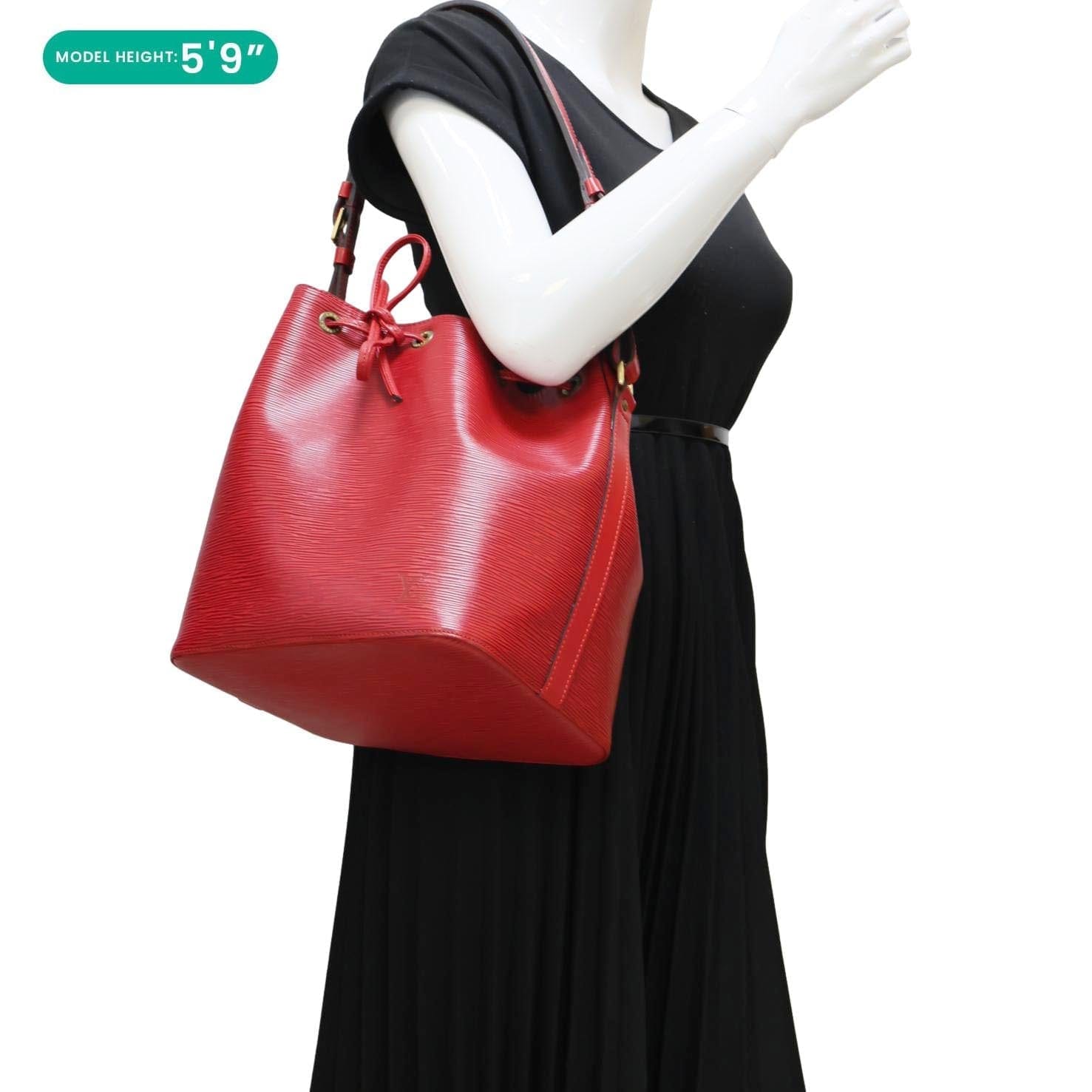 LOUIS VUITTON Petite Noe Epi Leather Shoulder Bag Red