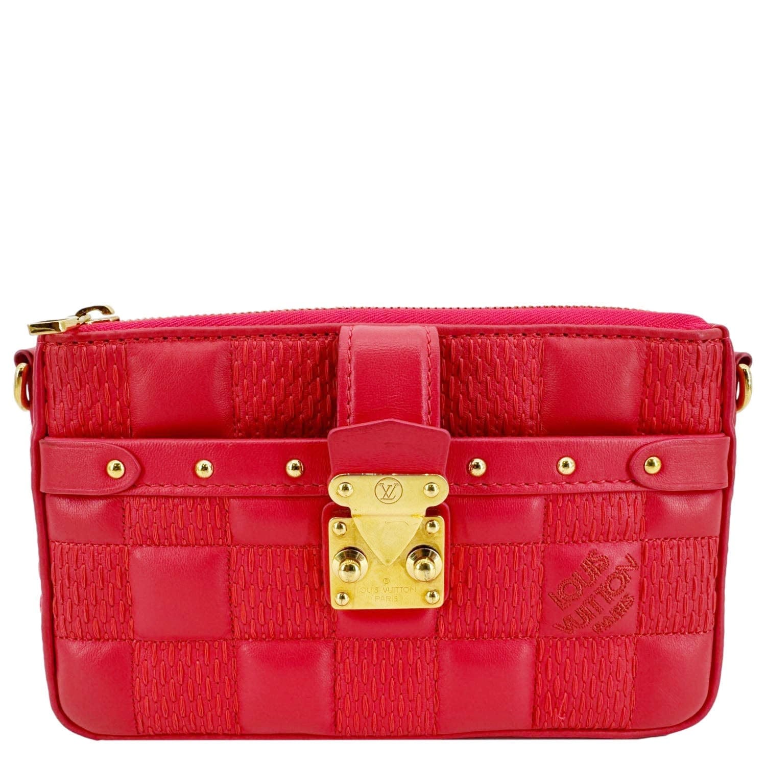 LOUIS VUITTON Troca PM Damier Lambskin Leather Shoulder Bag Pink