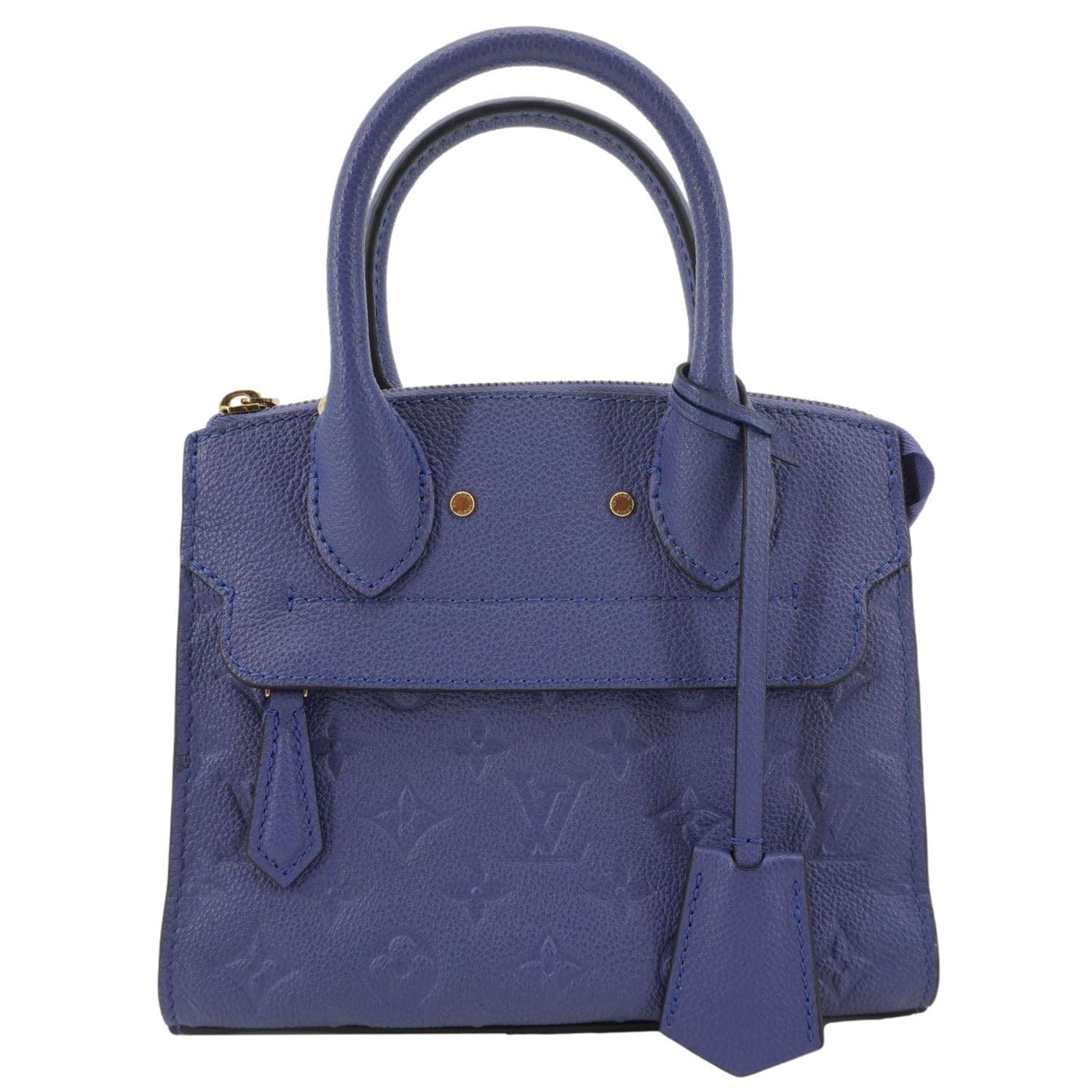 LOUIS VUITTON Pont Neuf Monogram Empreinte Leather Shoulder Bag Blue