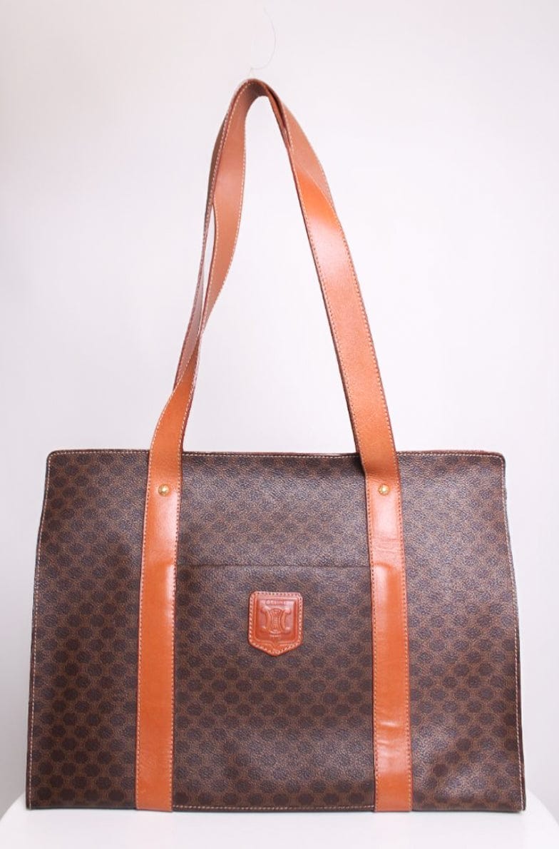 Celine Macadam Shopper Tote Brown