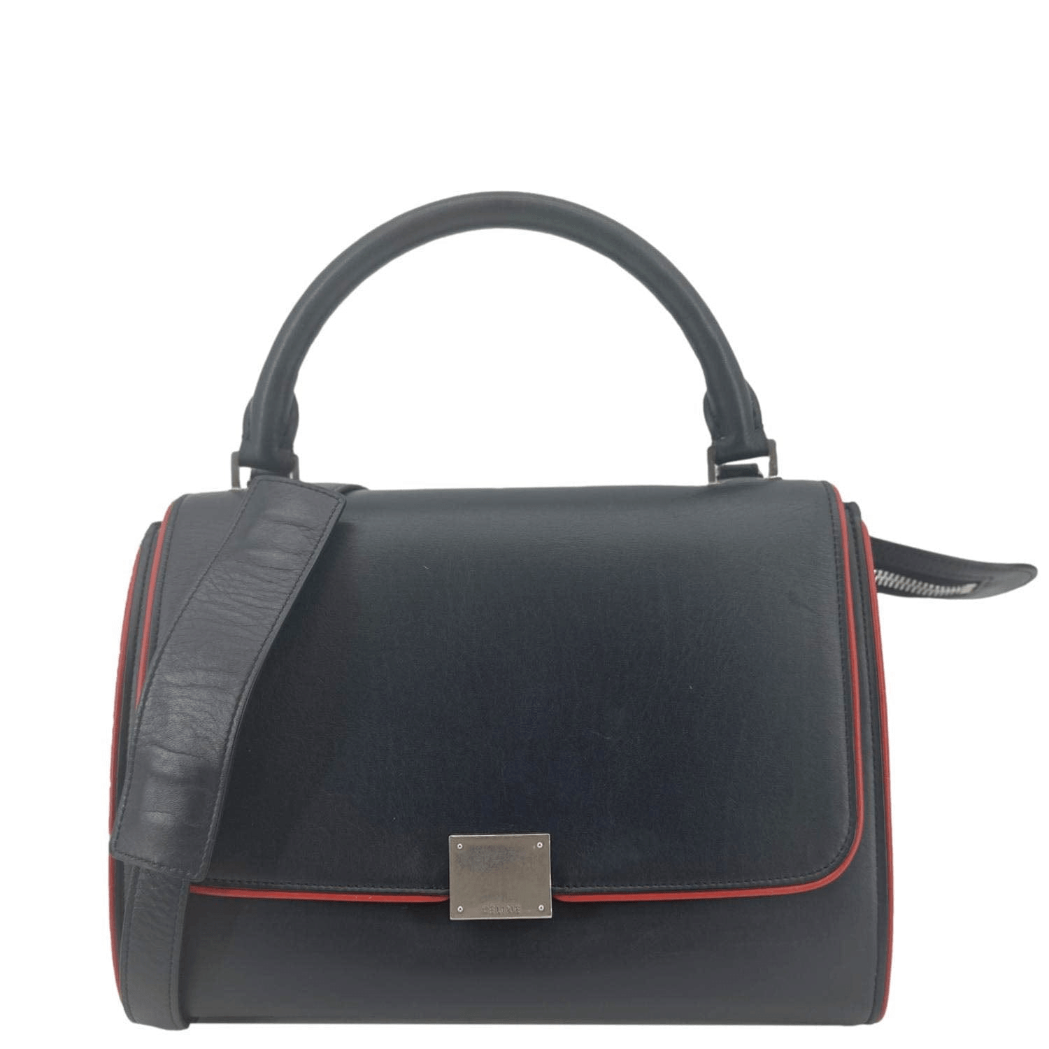 Celine Trapeze Small 2way Leather Tote Shoulder Bag Blue