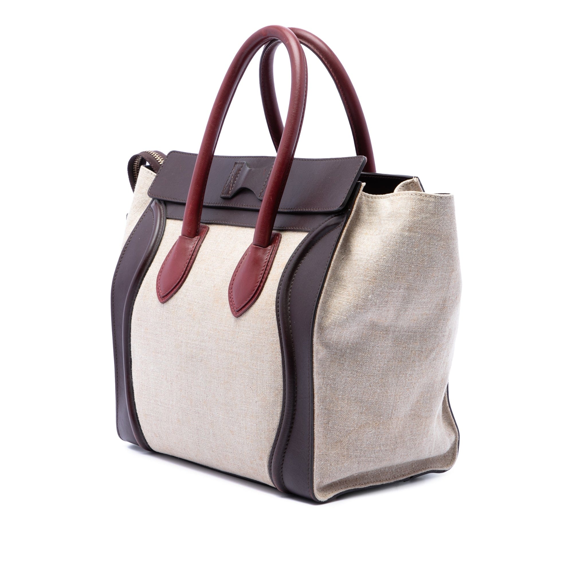 Celine Mini Tricolor Canvas and Leather Luggage Tote