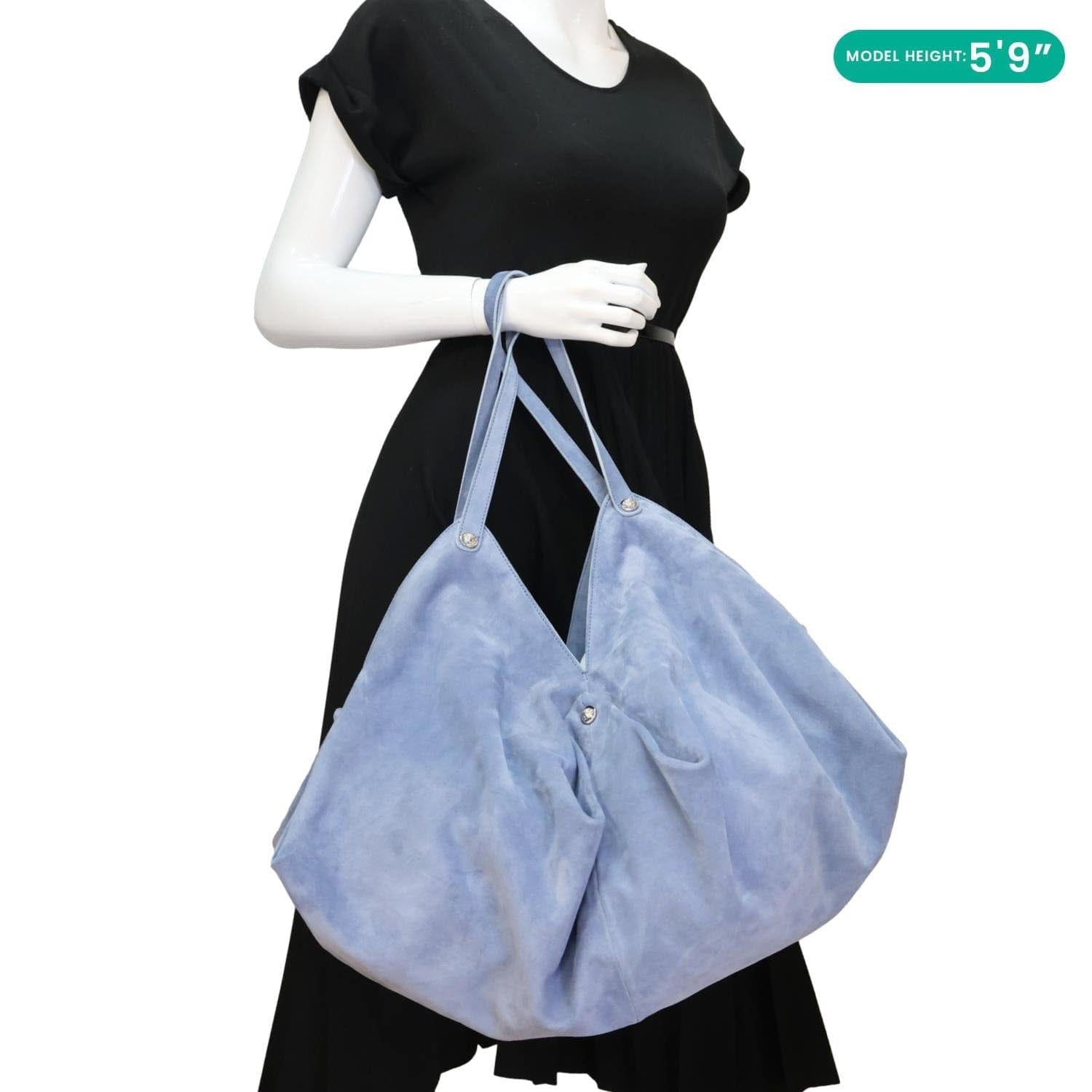 VERSACE Protea Suede Shoulder Bag Blue