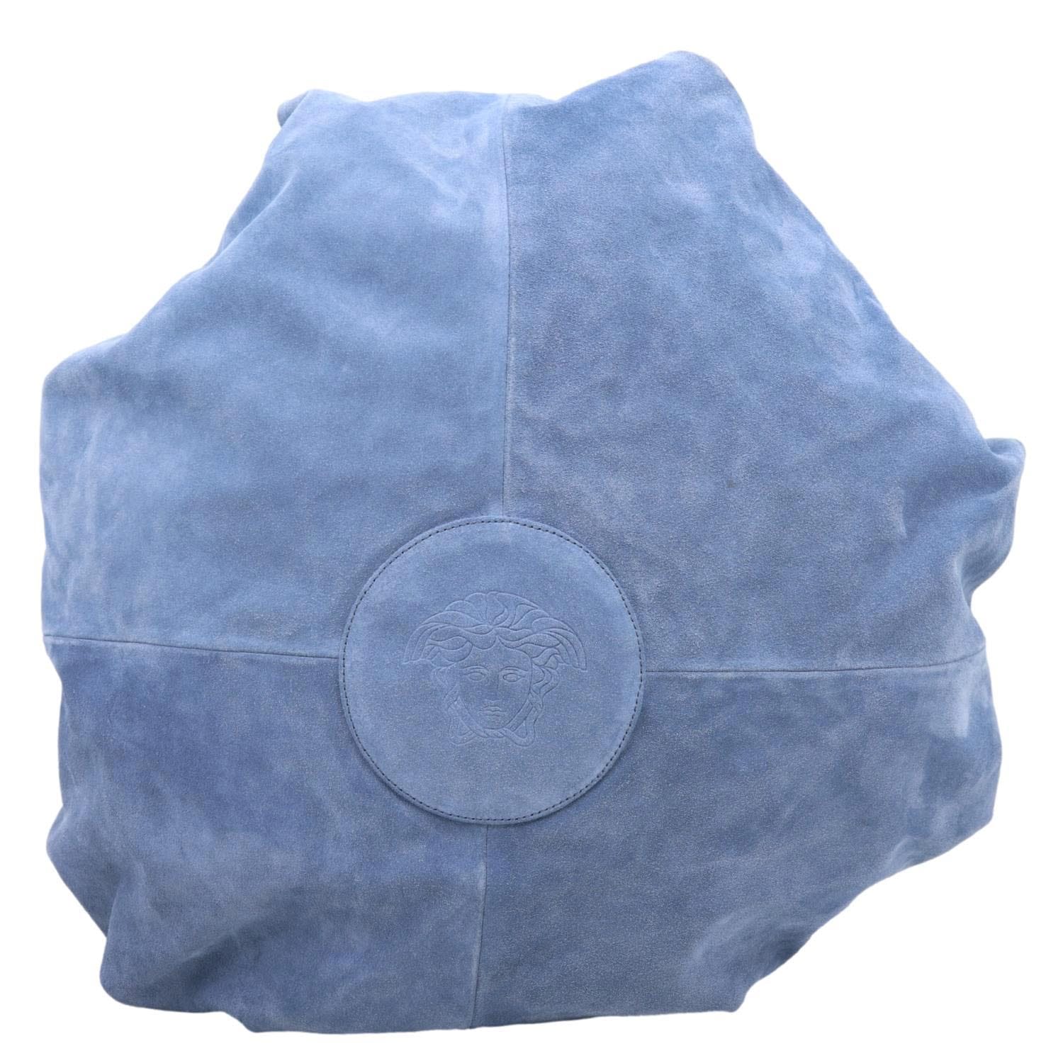 VERSACE Protea Suede Shoulder Bag Blue
