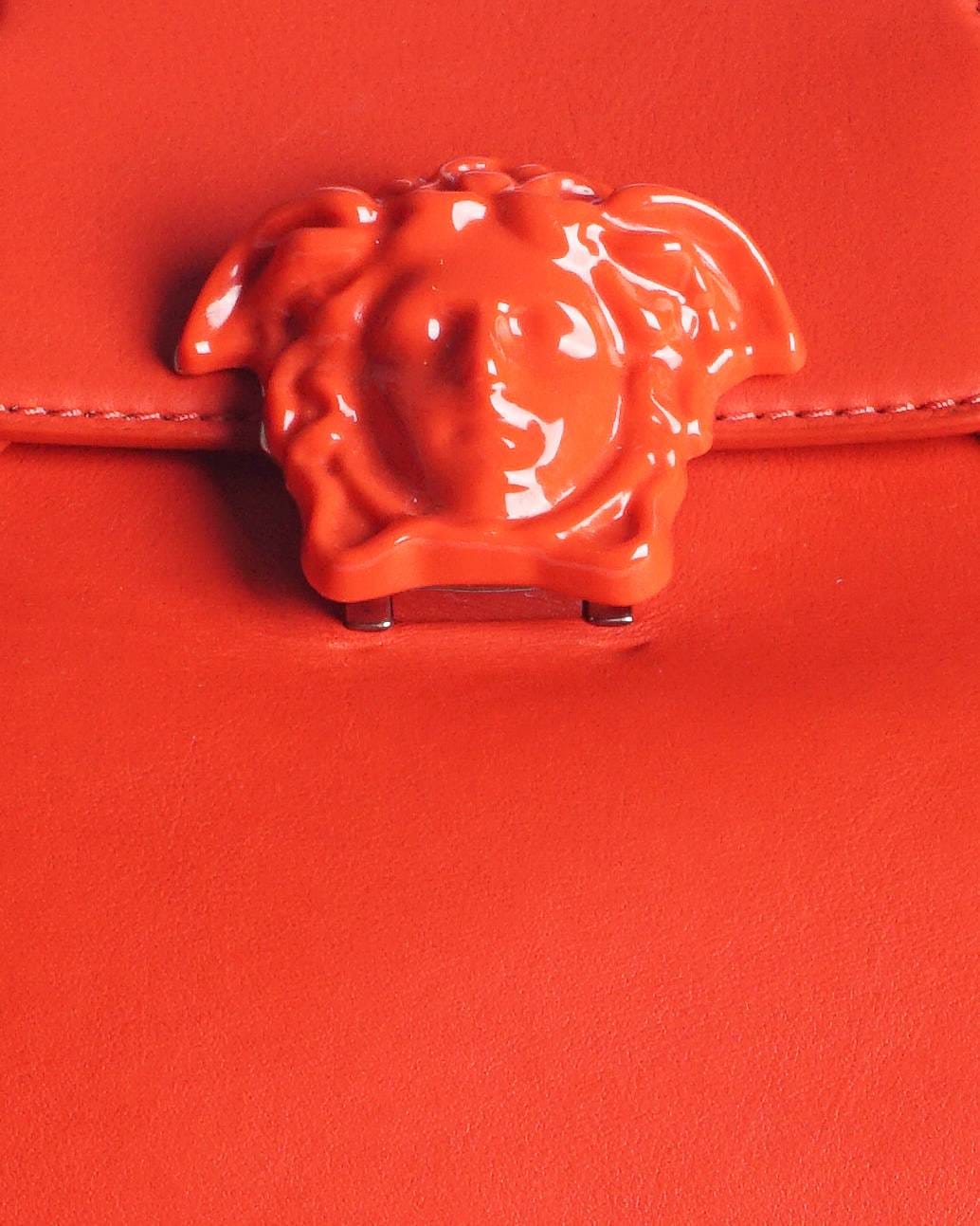 Versace Red Smooth Leather Palazzo Empire Medusa Shoulder Bag