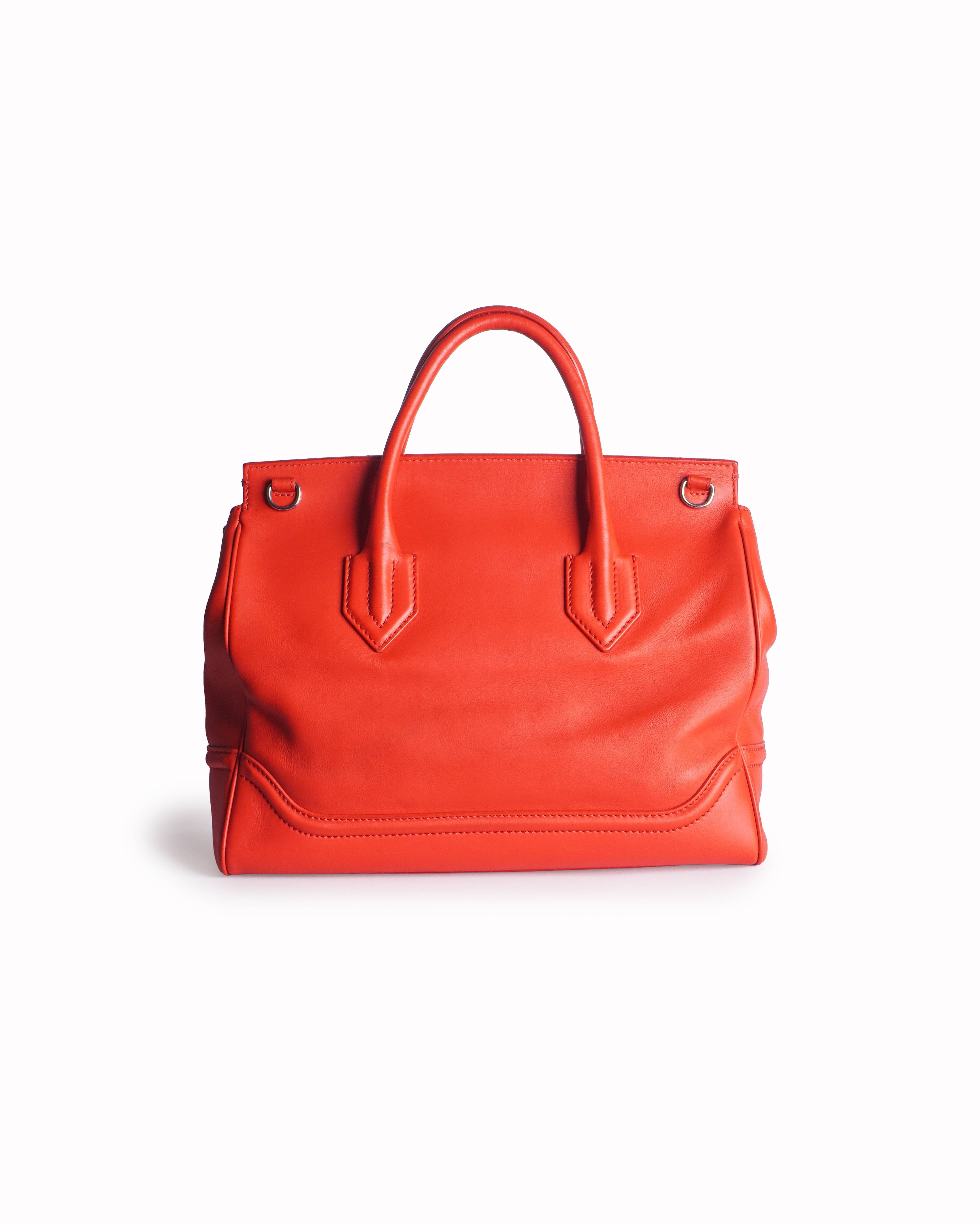 Versace Red Smooth Leather Palazzo Empire Medusa Shoulder Bag