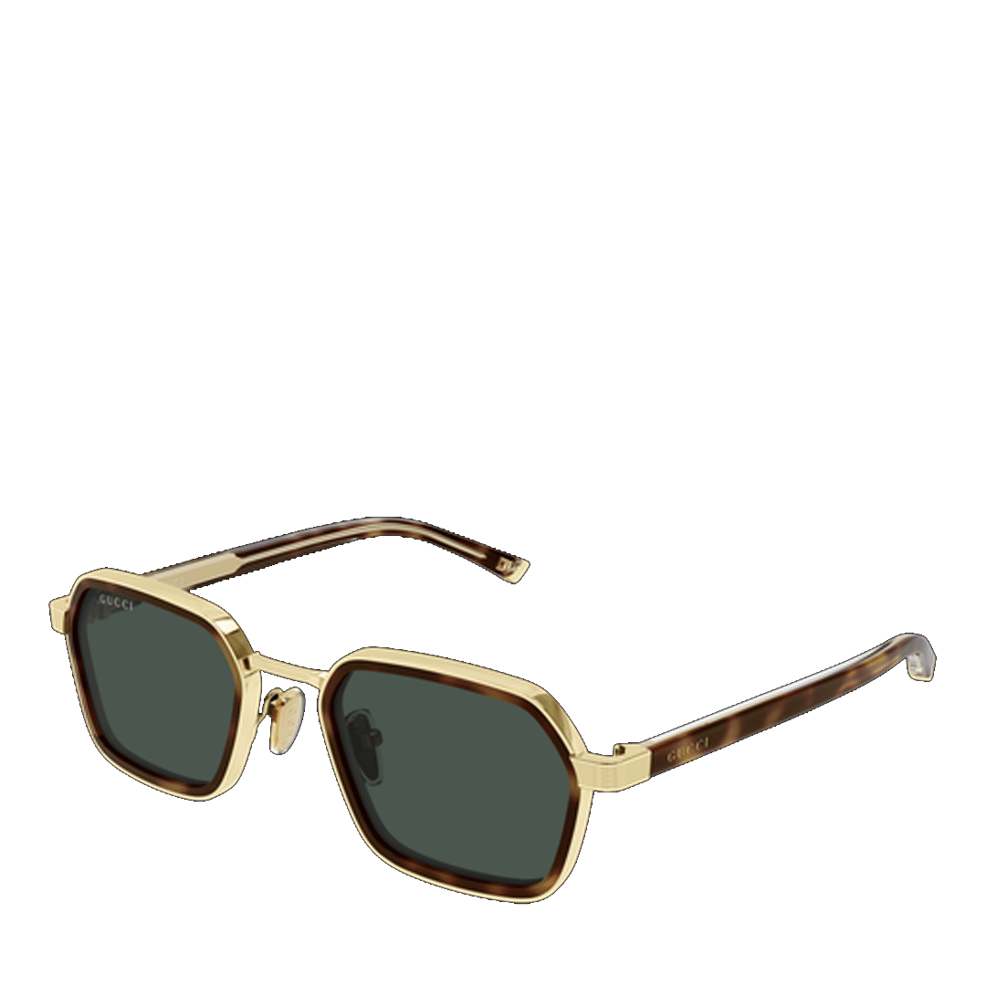 Gucci GEOMETRIC METAL SUNGLASSES HAVANA GREEN