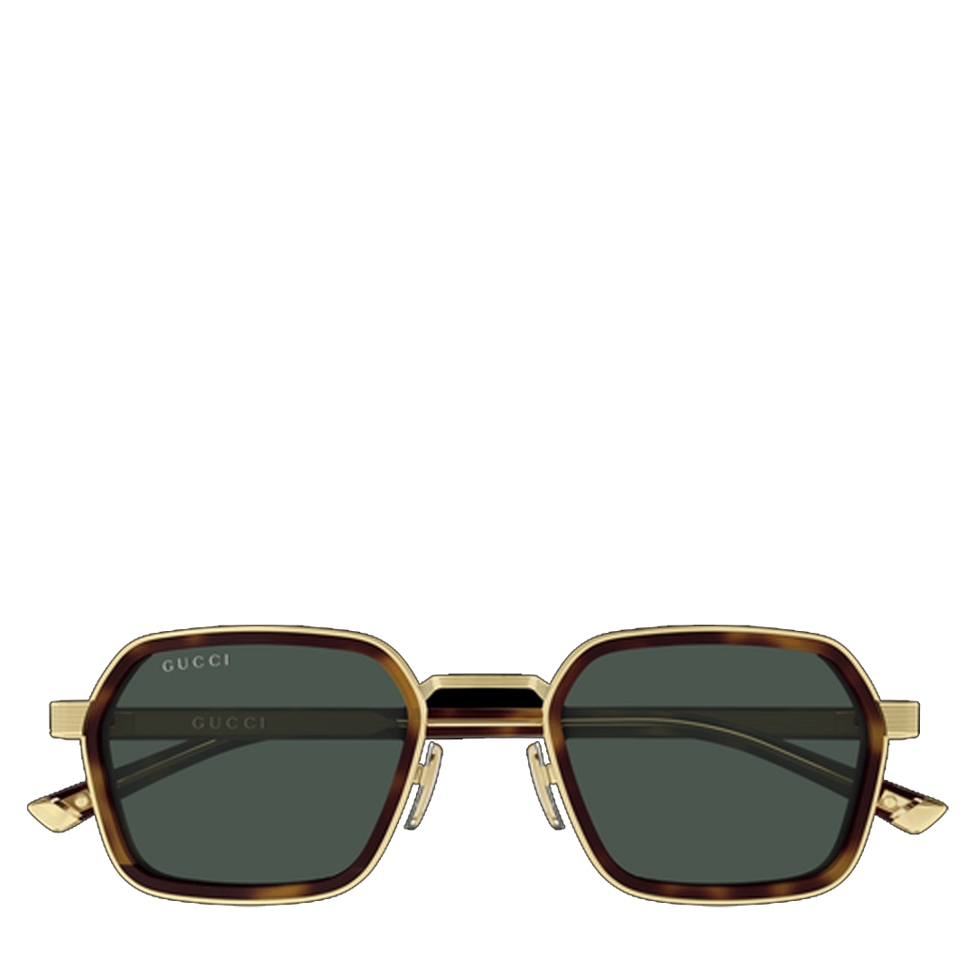 Gucci GEOMETRIC METAL SUNGLASSES HAVANA GREEN