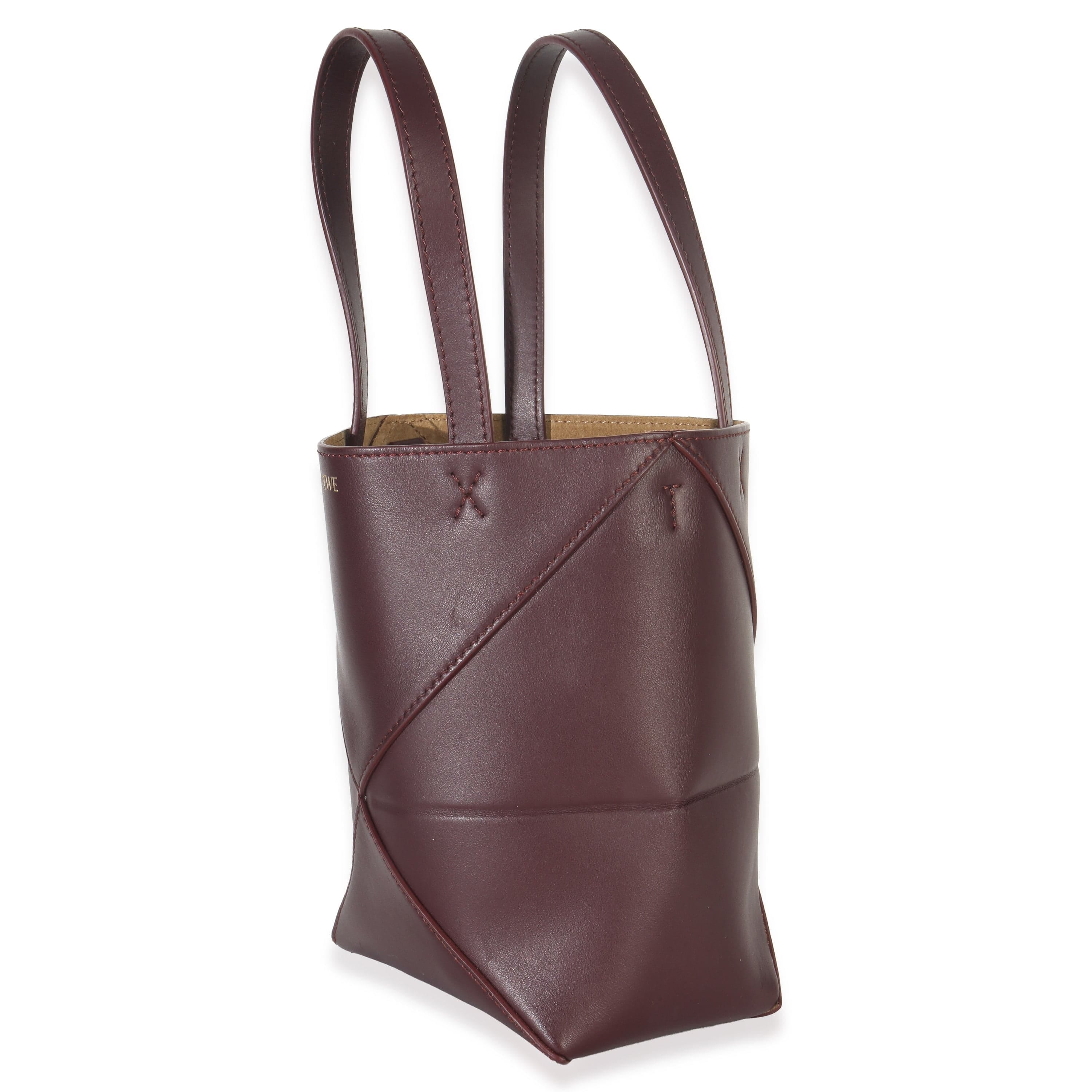 Loewe Burgundy Calfskin Mini Puzzle Fold Tote