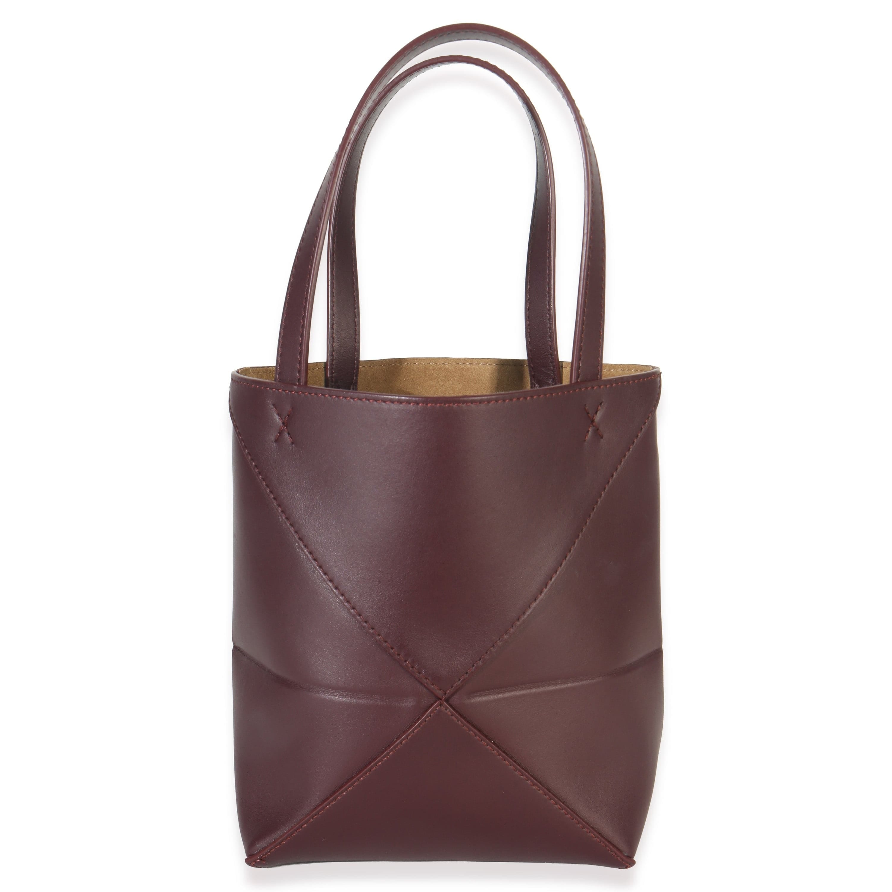 Loewe Burgundy Calfskin Mini Puzzle Fold Tote