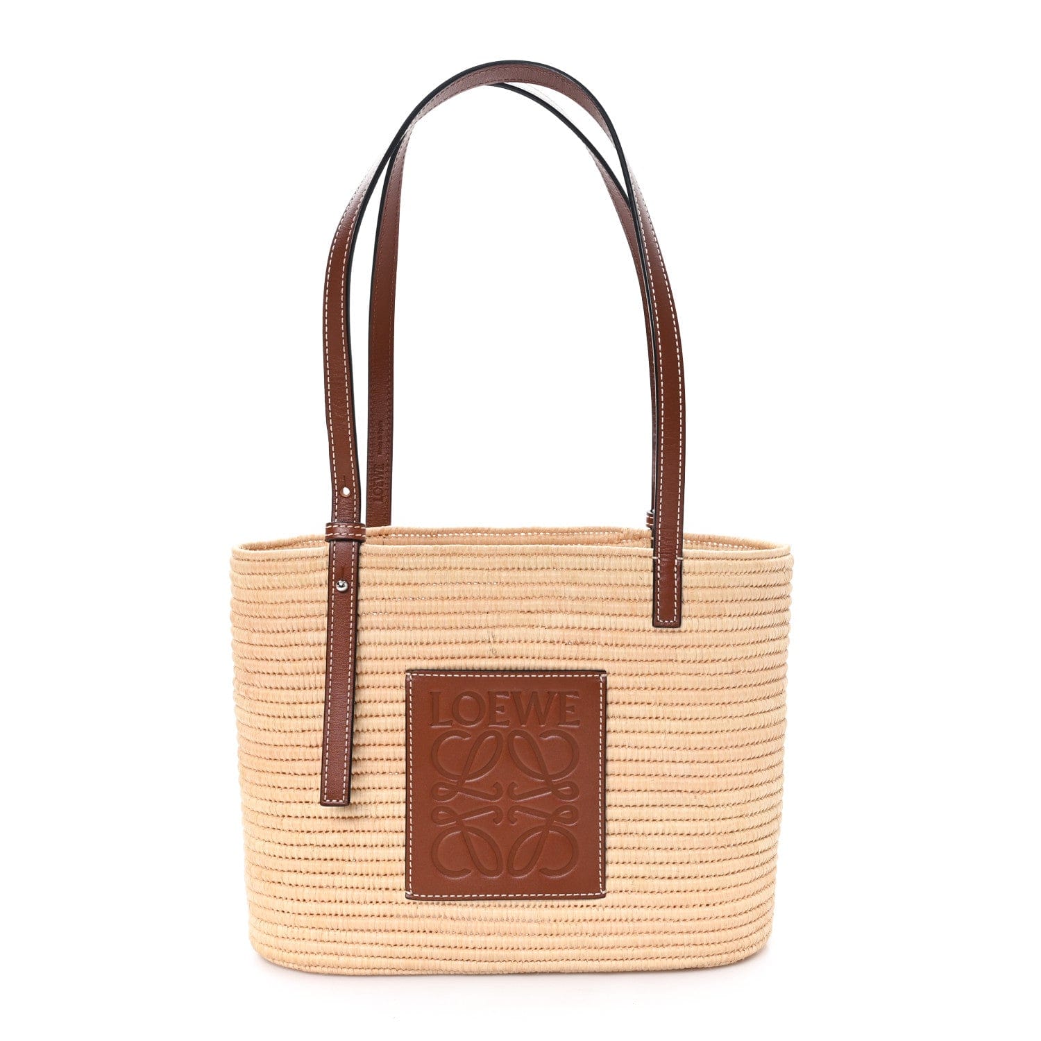 Loewe Raffia Small Square Basket Tote Bag Natural Tan