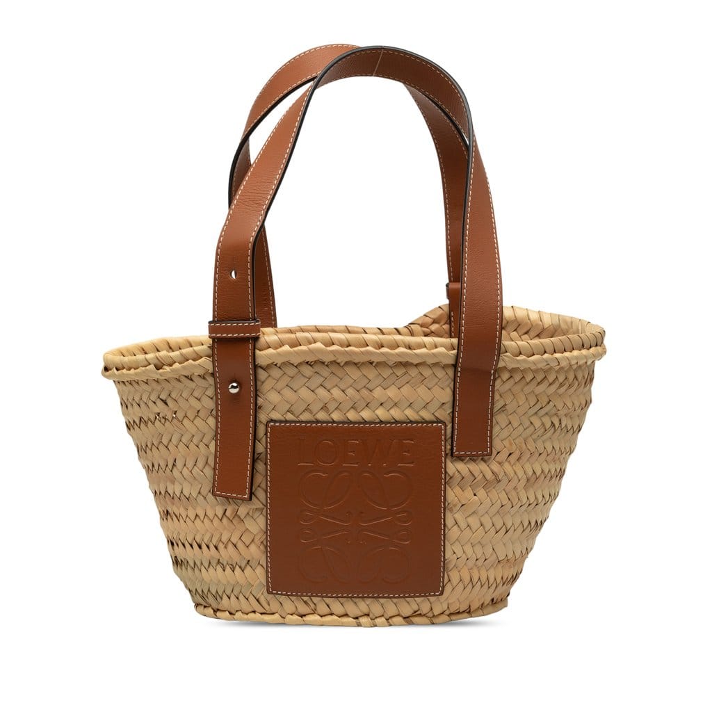 Loewe Small Raffia Anagram Basket Tote