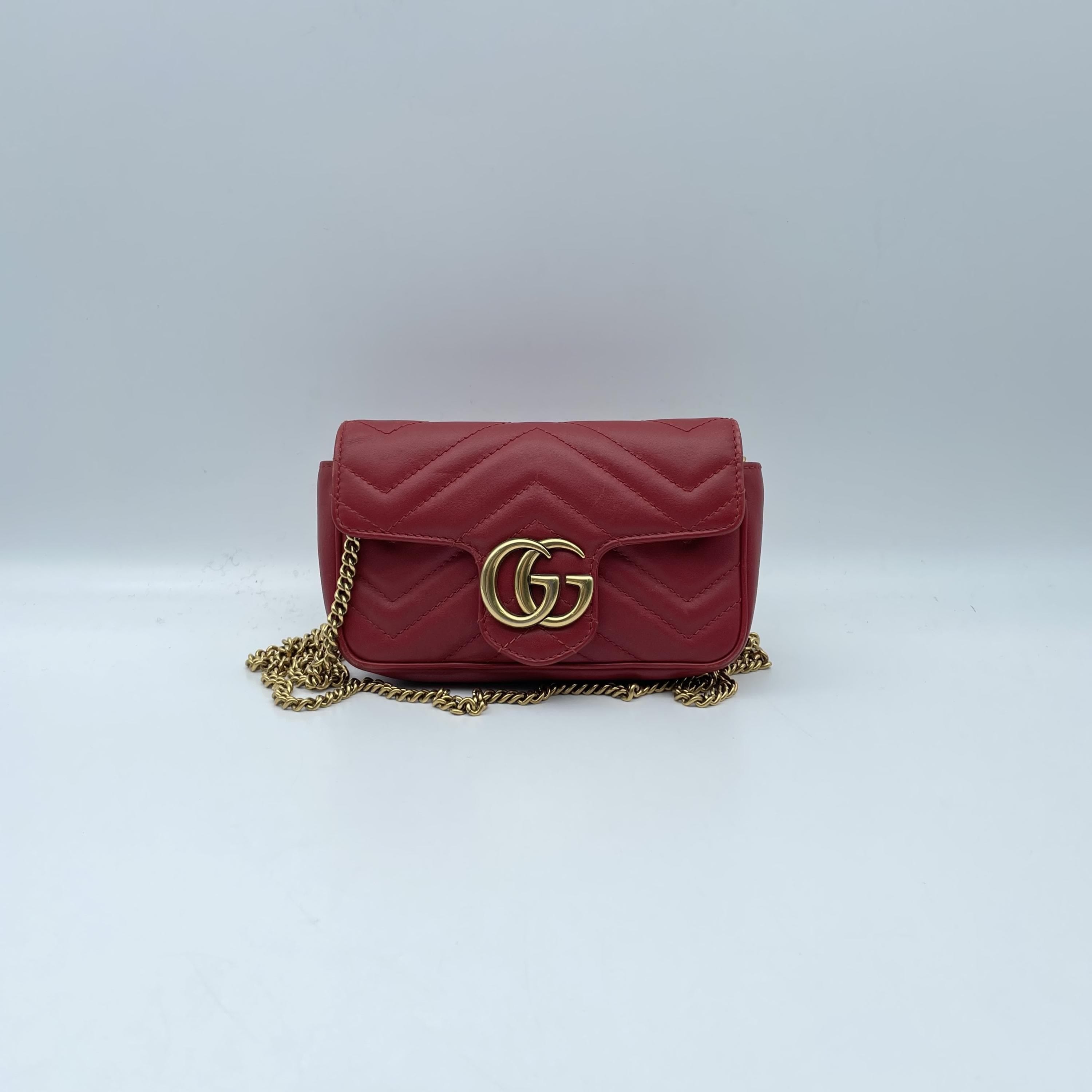 Gucci Red Gg Marmont Quilted Leather Bag C345573