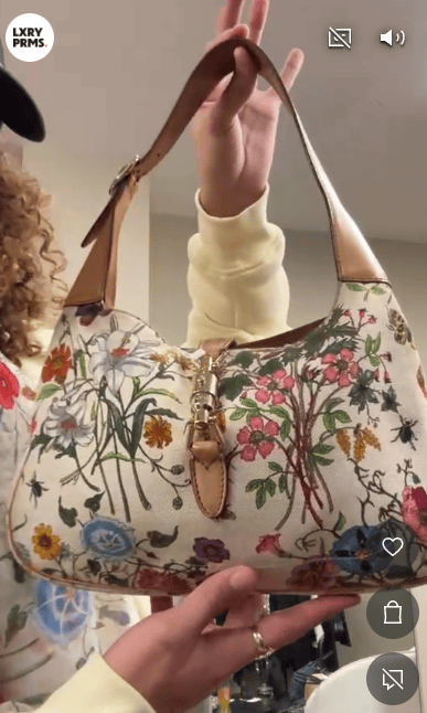 Gucci Floral Print Jackie Bag Cream/ Multi Colured