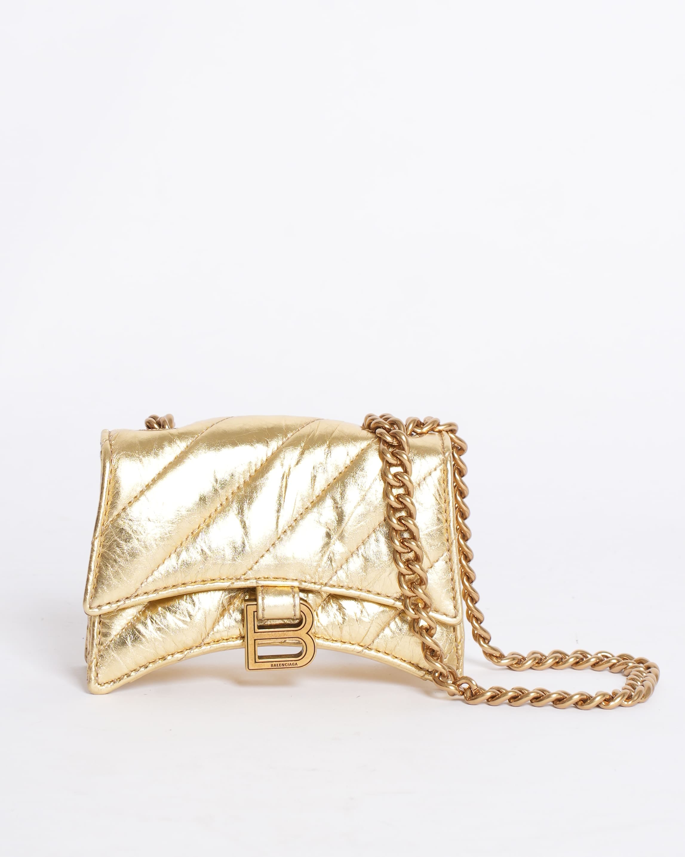 Balenciaga Crush Gold - Tone Foil Shoulder Bag