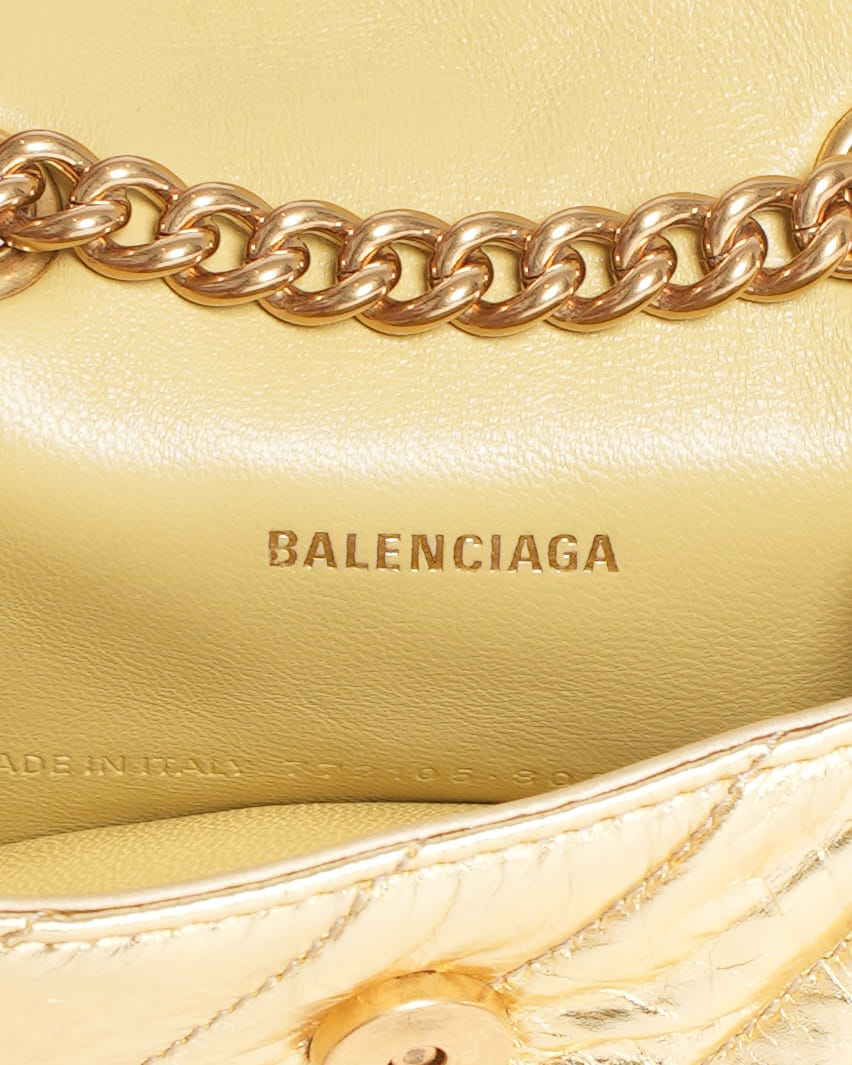 Balenciaga Crush Gold - Tone Foil Shoulder Bag