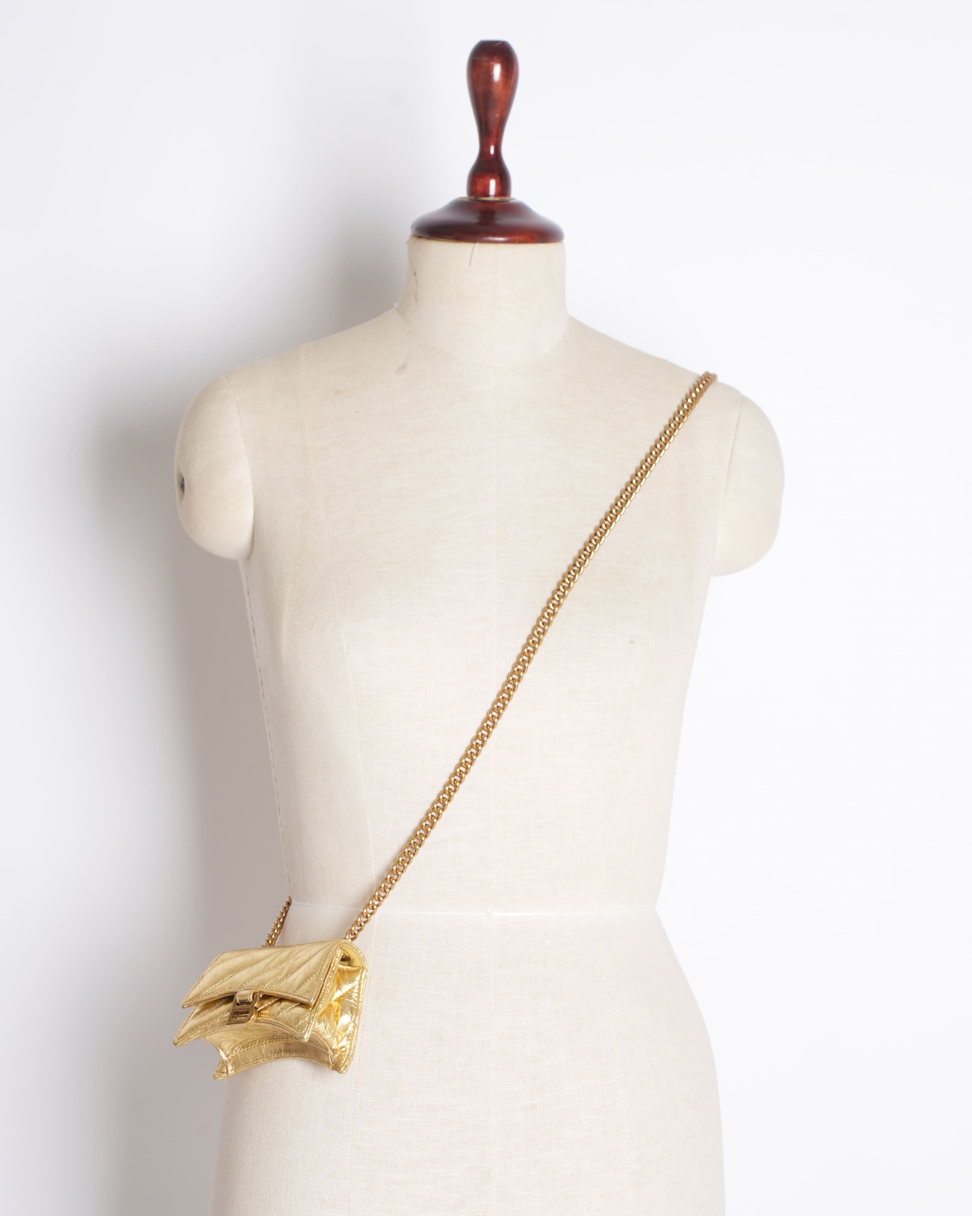 Balenciaga Crush Gold - Tone Foil Shoulder Bag