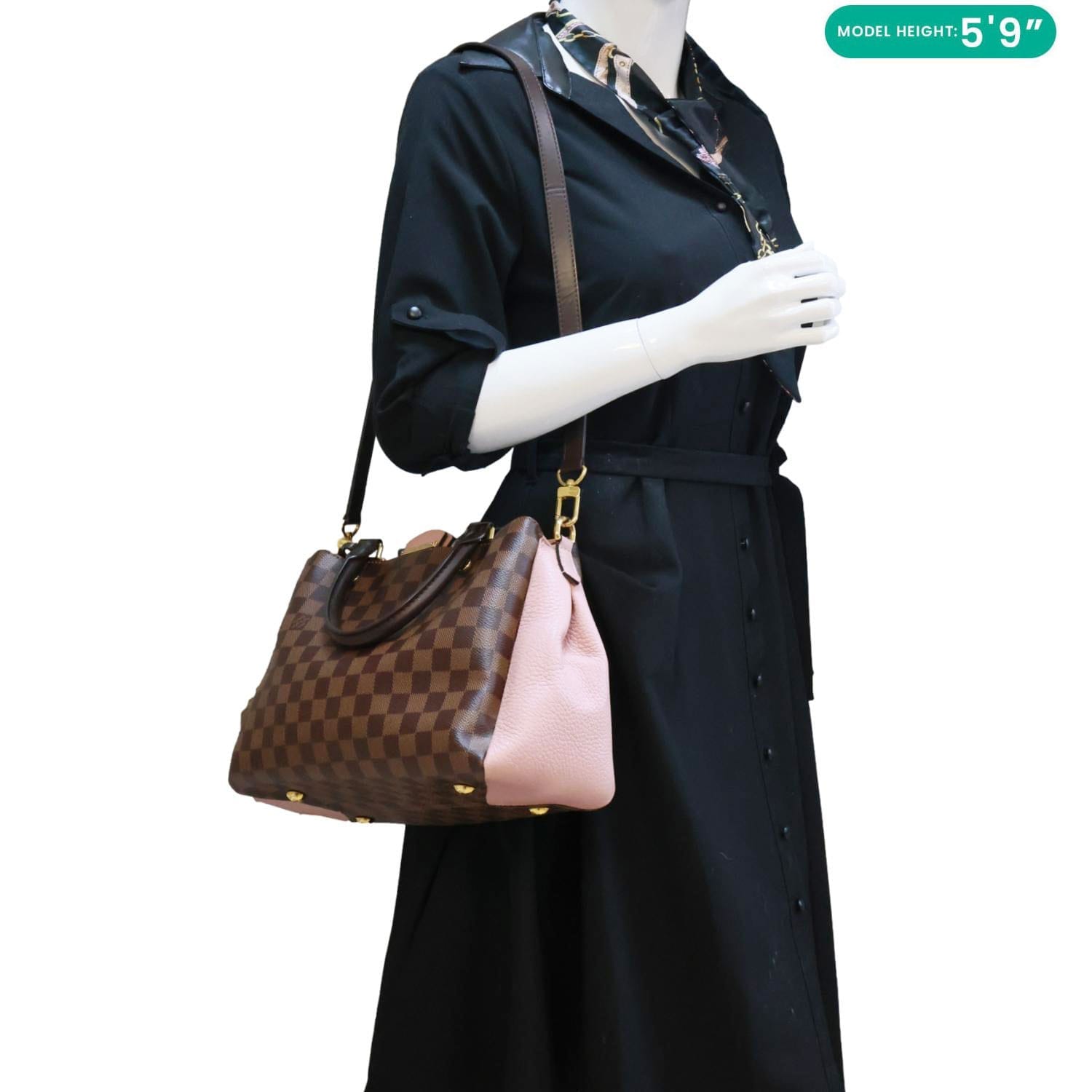 LOUIS VUITTON Brittany Damier Ebene Shoulder Bag Rose Ballerine