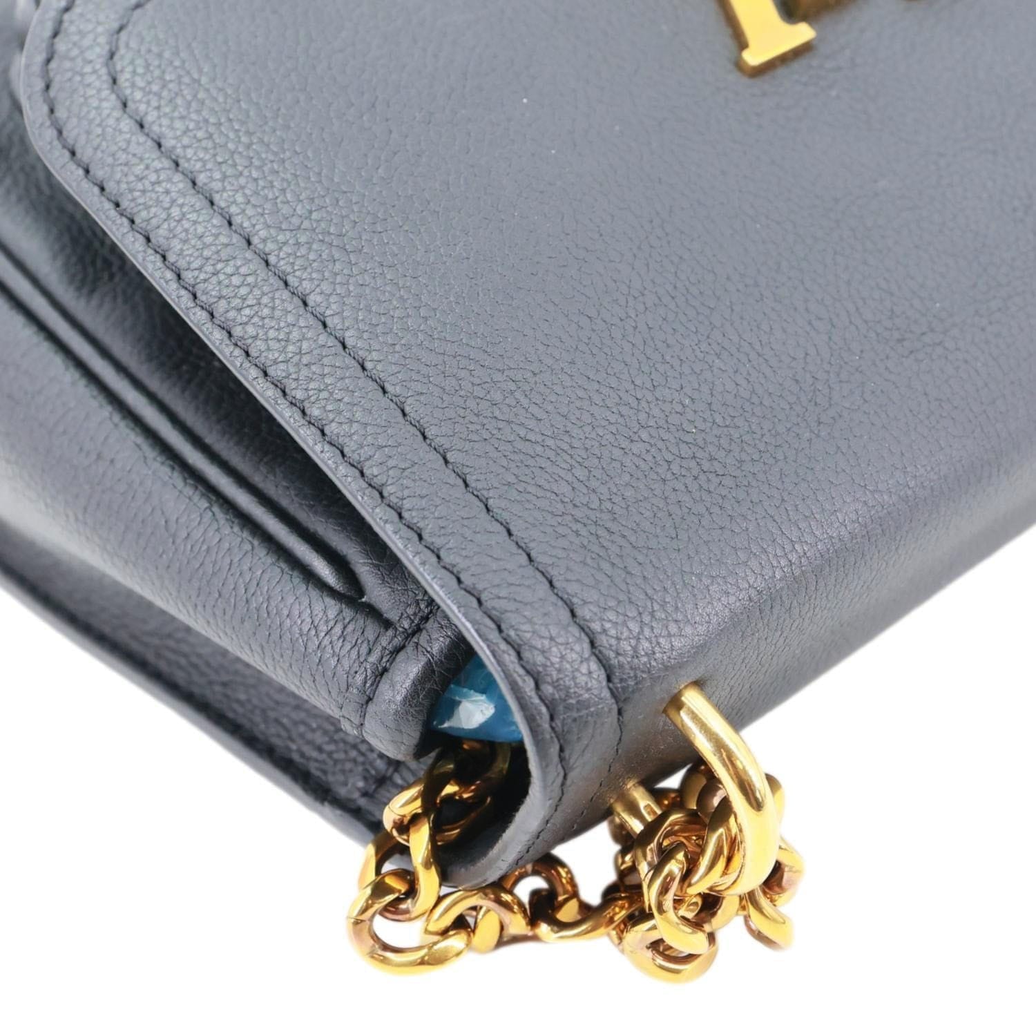LOUIS VUITTON Lockme PM Taurillon Leather Chain Shoulder Bag Black