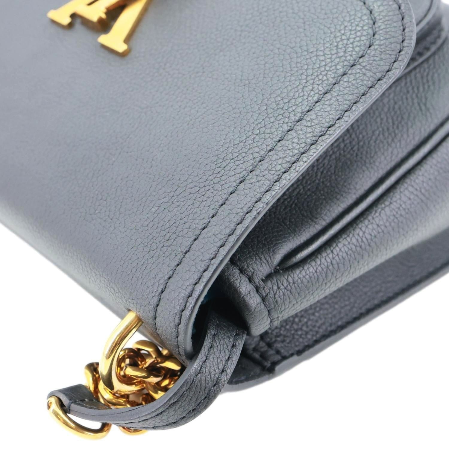 LOUIS VUITTON Lockme PM Taurillon Leather Chain Shoulder Bag Black