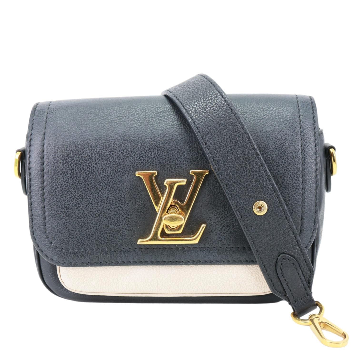 LOUIS VUITTON Lockme Tender Calfskin Leather Chain Shoulder Bag Black