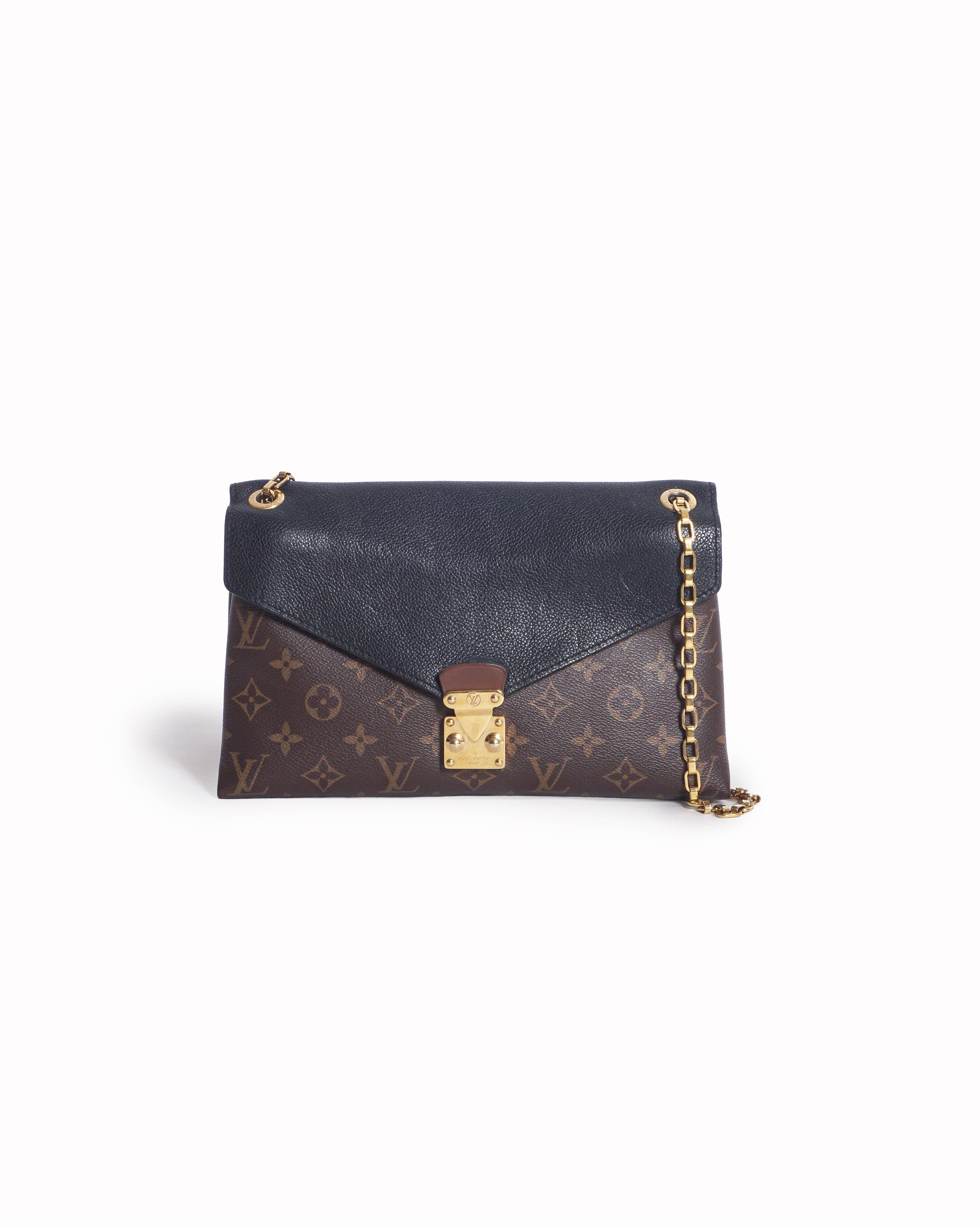 Louis Vuitton Monogram & Black Leather Pallas Chain Bag