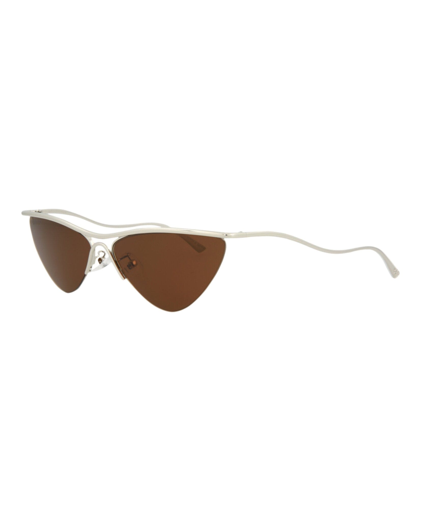 Balenciaga Womens Cat Eye Silver Silver Brown Fashion Designer Eyewear