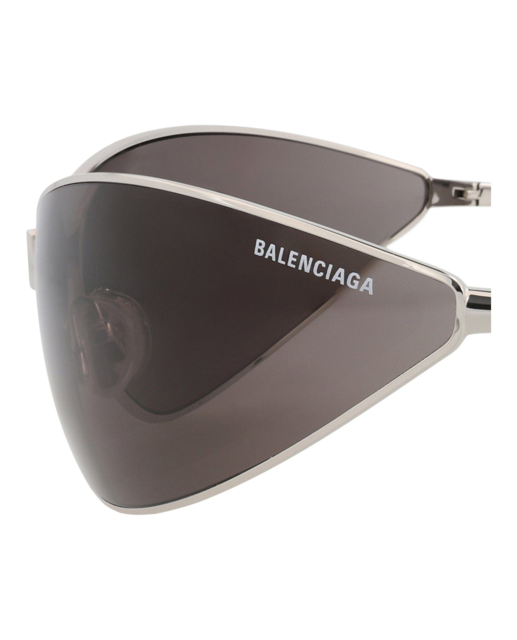 Balenciaga Unisex Shield/Wrap Silver Silver Grey Fashion Designer Eyewear