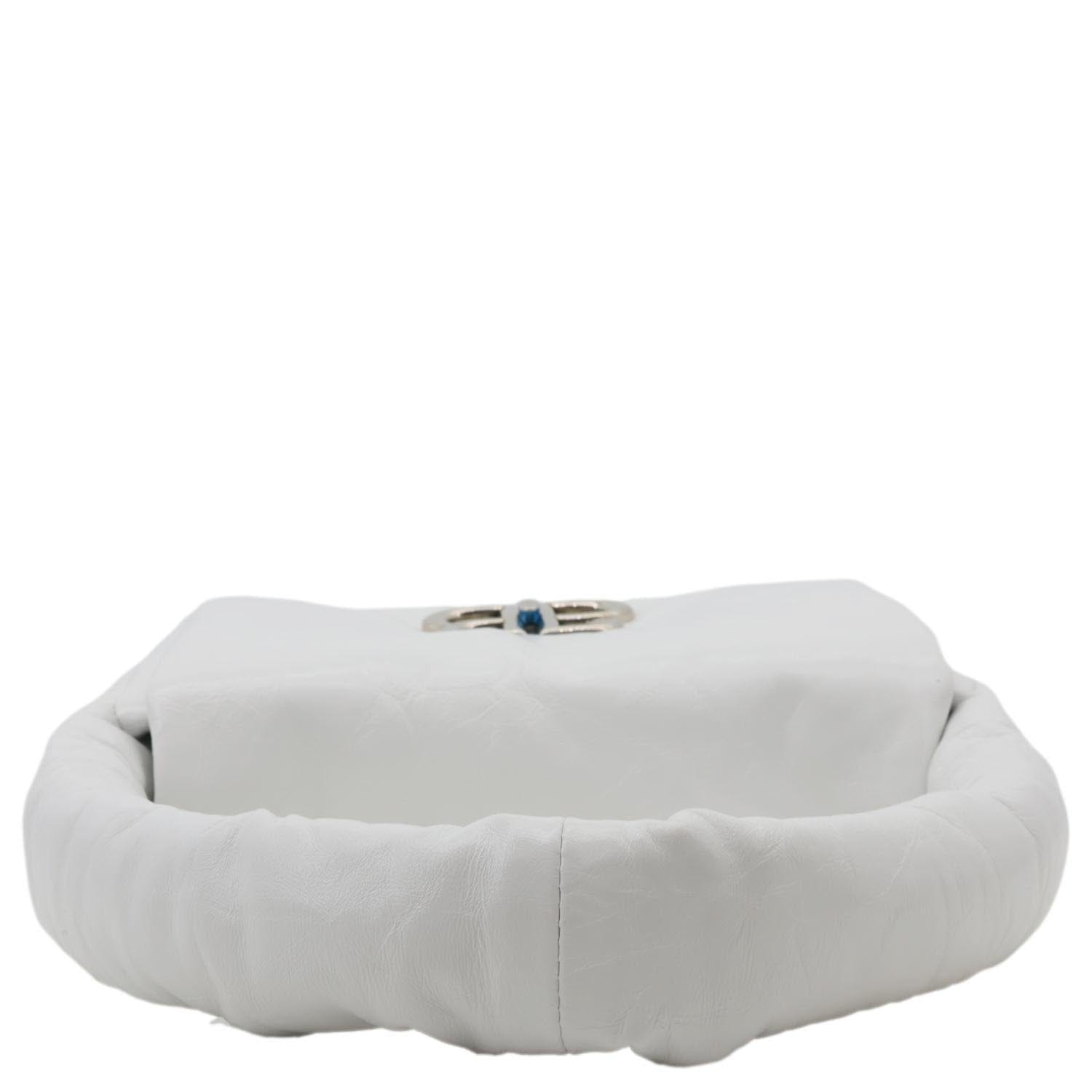 BALENCIAGA Monaco Calfskin Leather Shoulder Bag White