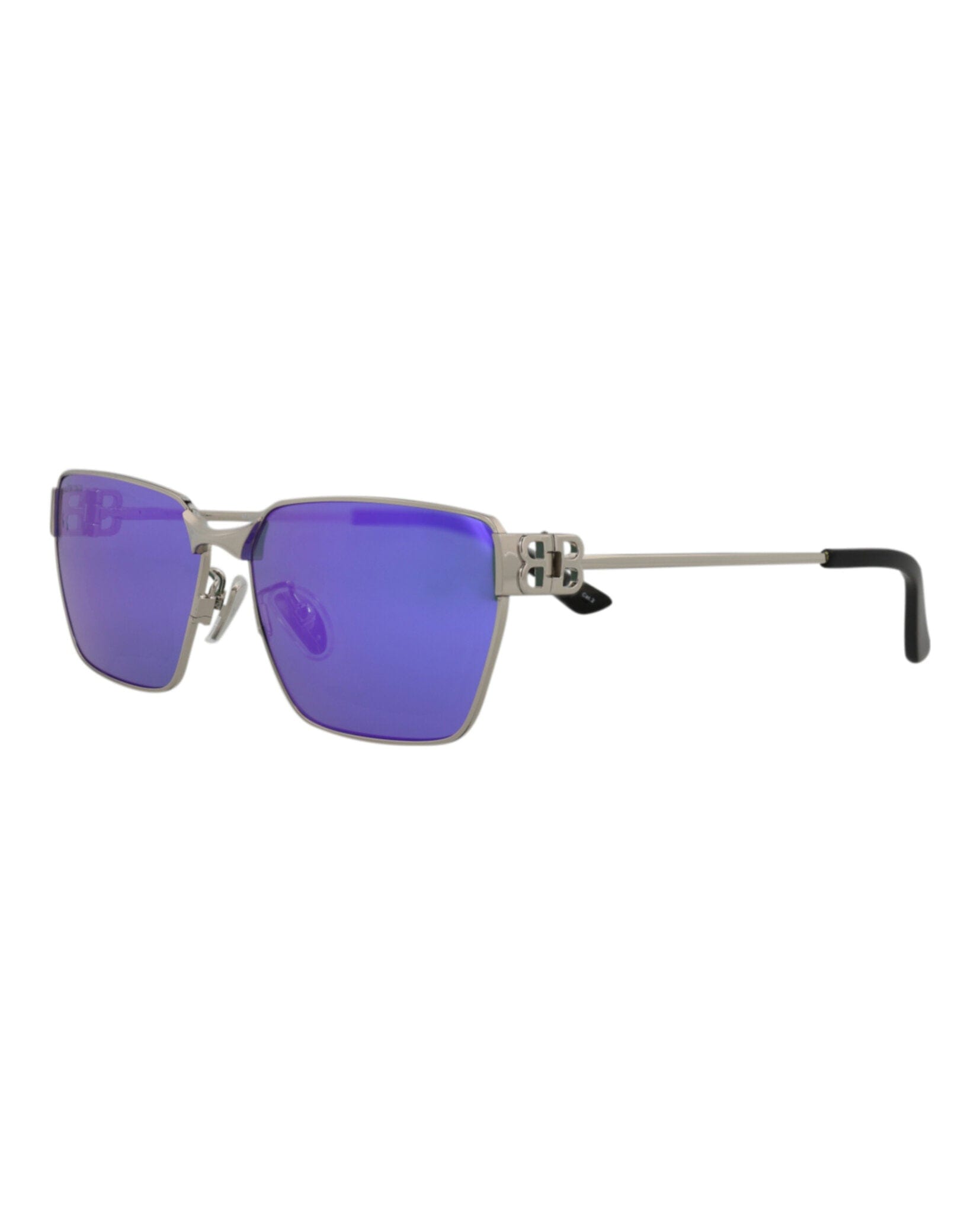 Balenciaga Unisex Square/Rectangle Silver Silver Violet Fashion Designer Eyewear