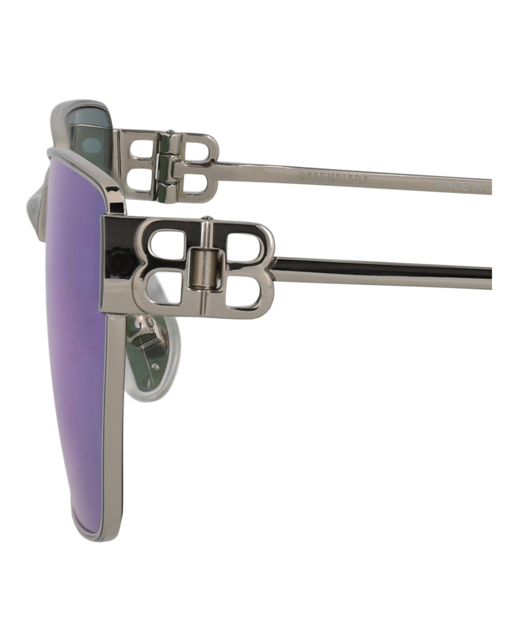 Balenciaga Unisex Square/Rectangle Silver Silver Violet Fashion Designer Eyewear