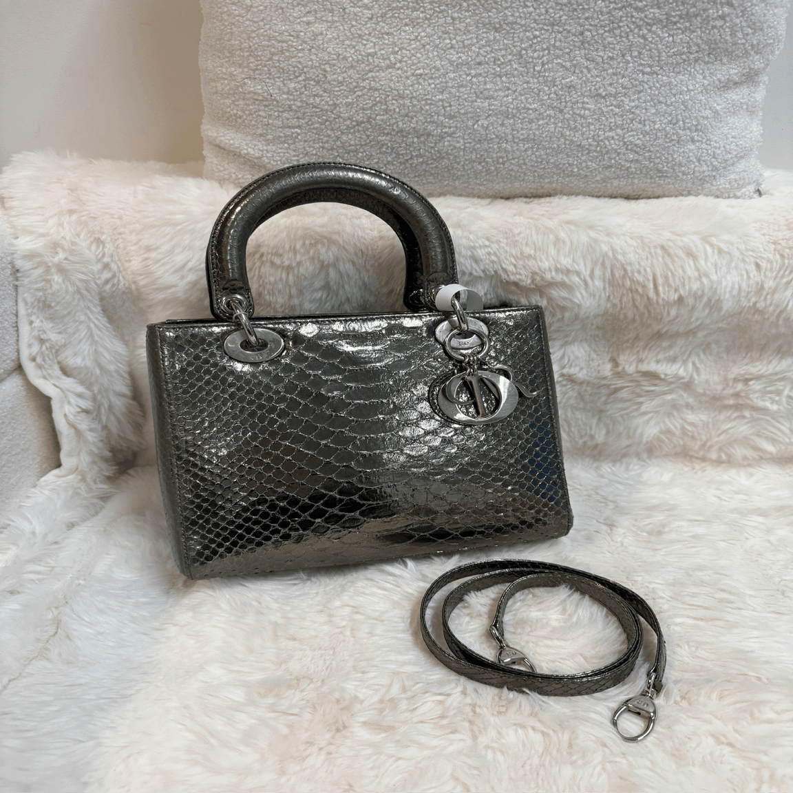 Dior Dior metallic gold python skin lady bag AKC0542