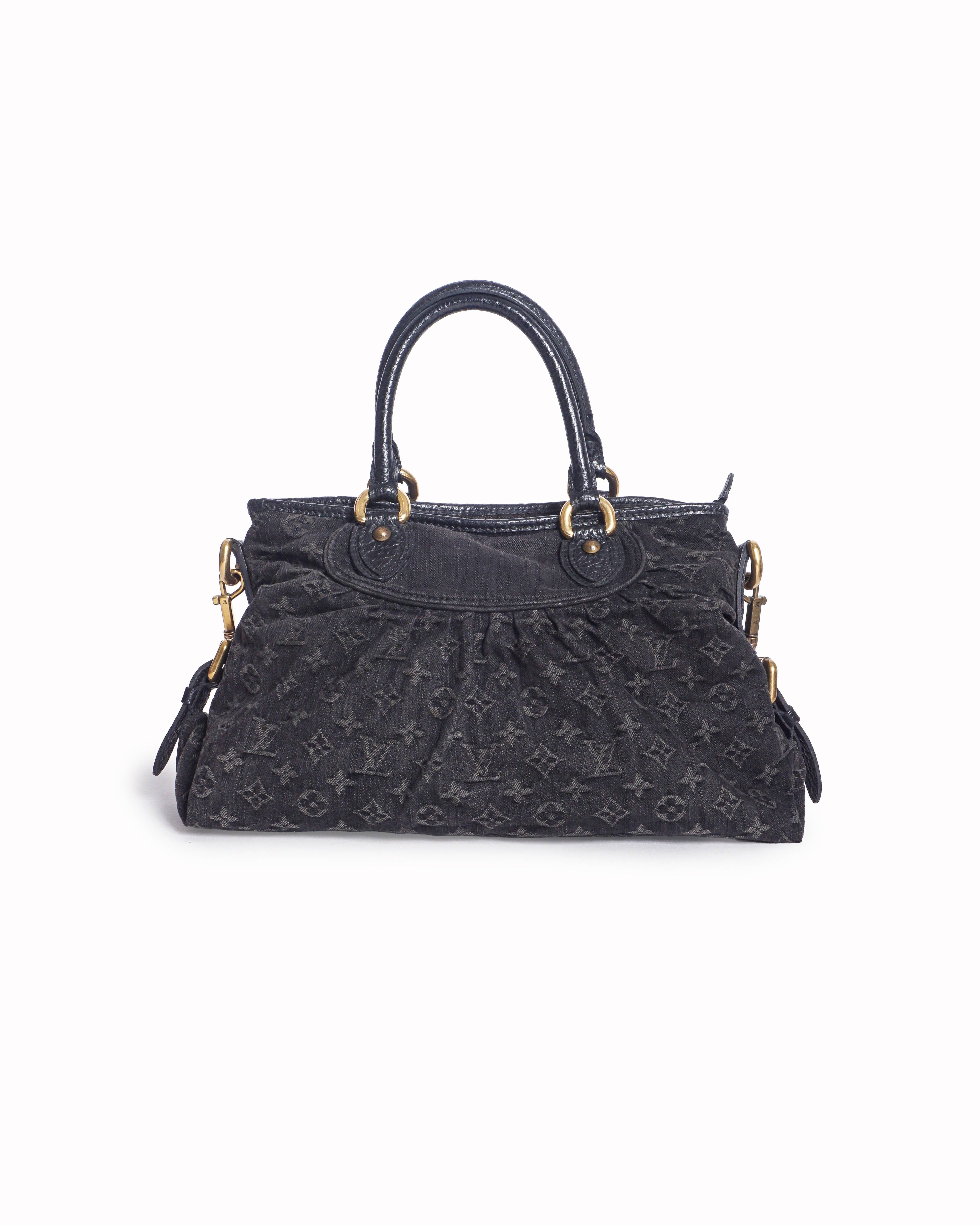 Louis Vuitton Black Monogram Denim Neo Cabby MM Bag