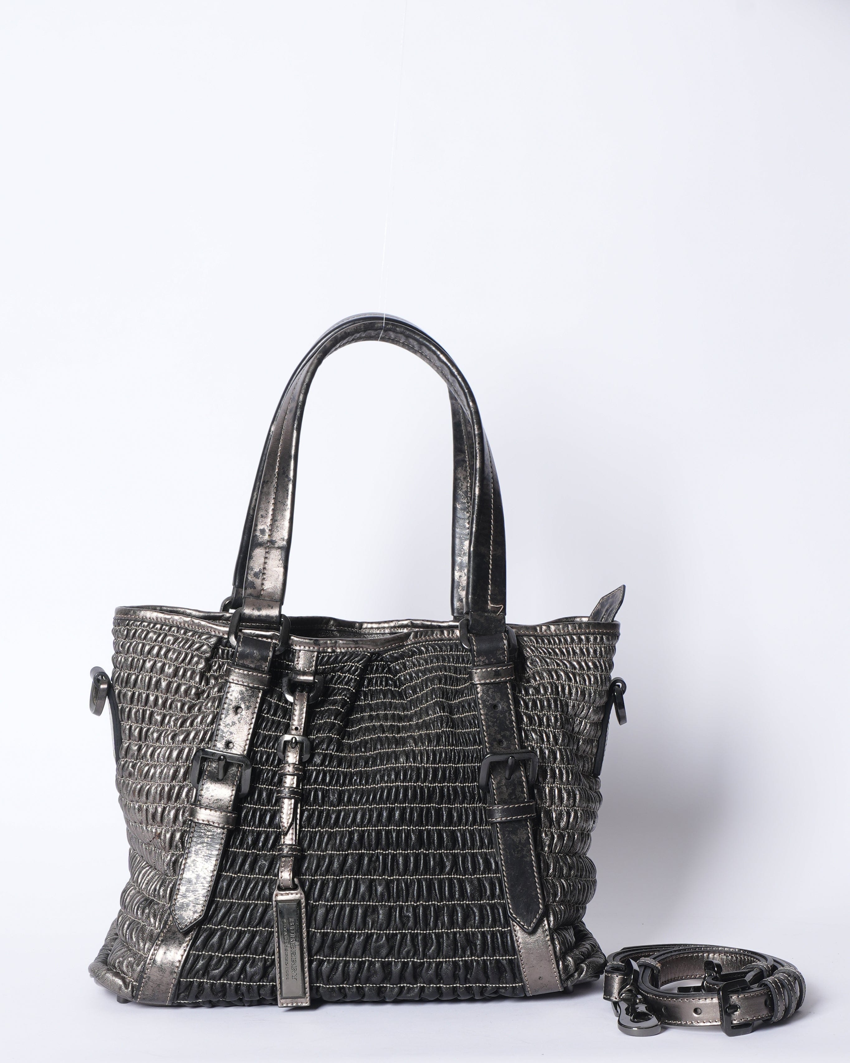 Burberry Leather Cartridge Pleat Shoulder Bag
