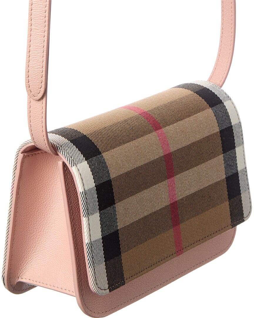 Burberry Check Cotton & Leather Shoulder Bag
