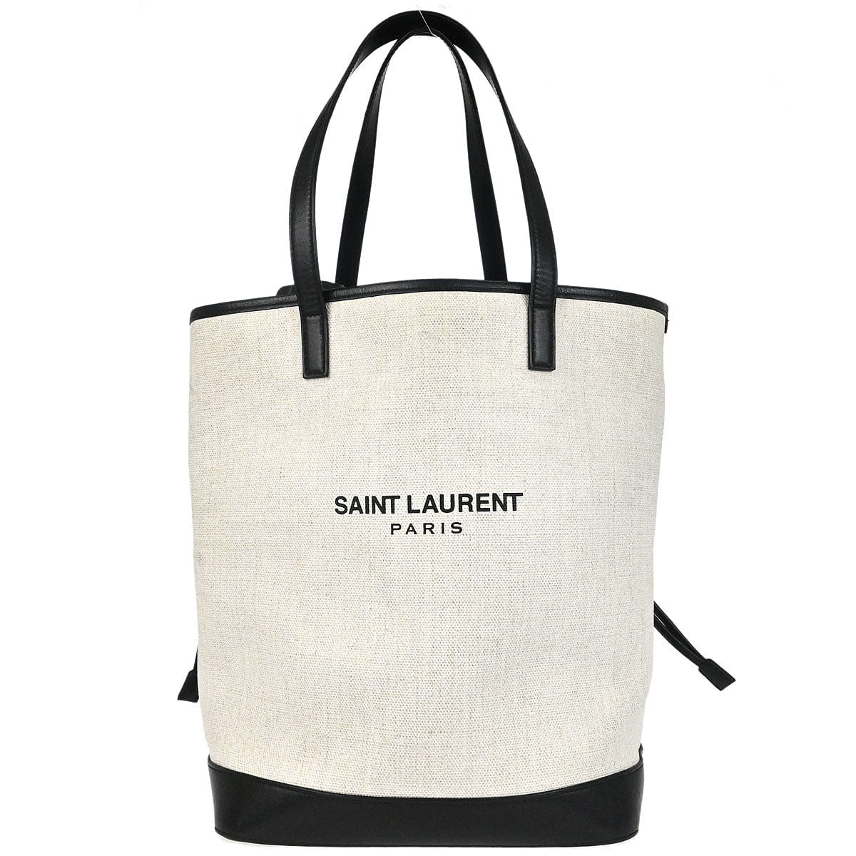 Saint Laurent White Calfskin Teddy Drawstring Tote Handbag