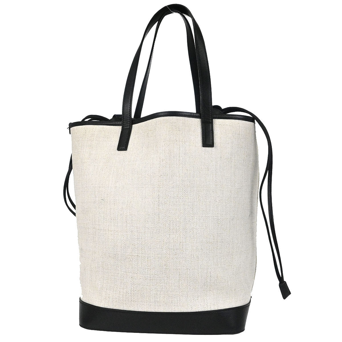 Saint Laurent White Calfskin Teddy Drawstring Tote Handbag