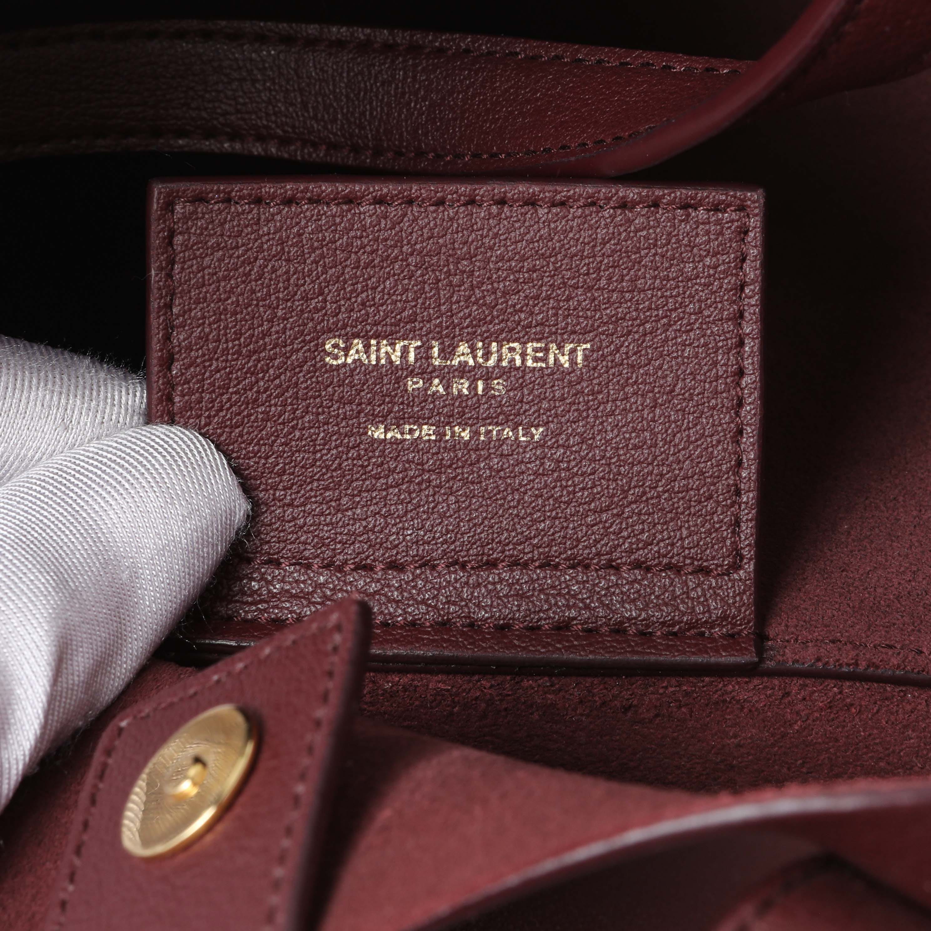 Saint Laurent Dark Red Calfskin Toy Shopping Tote
